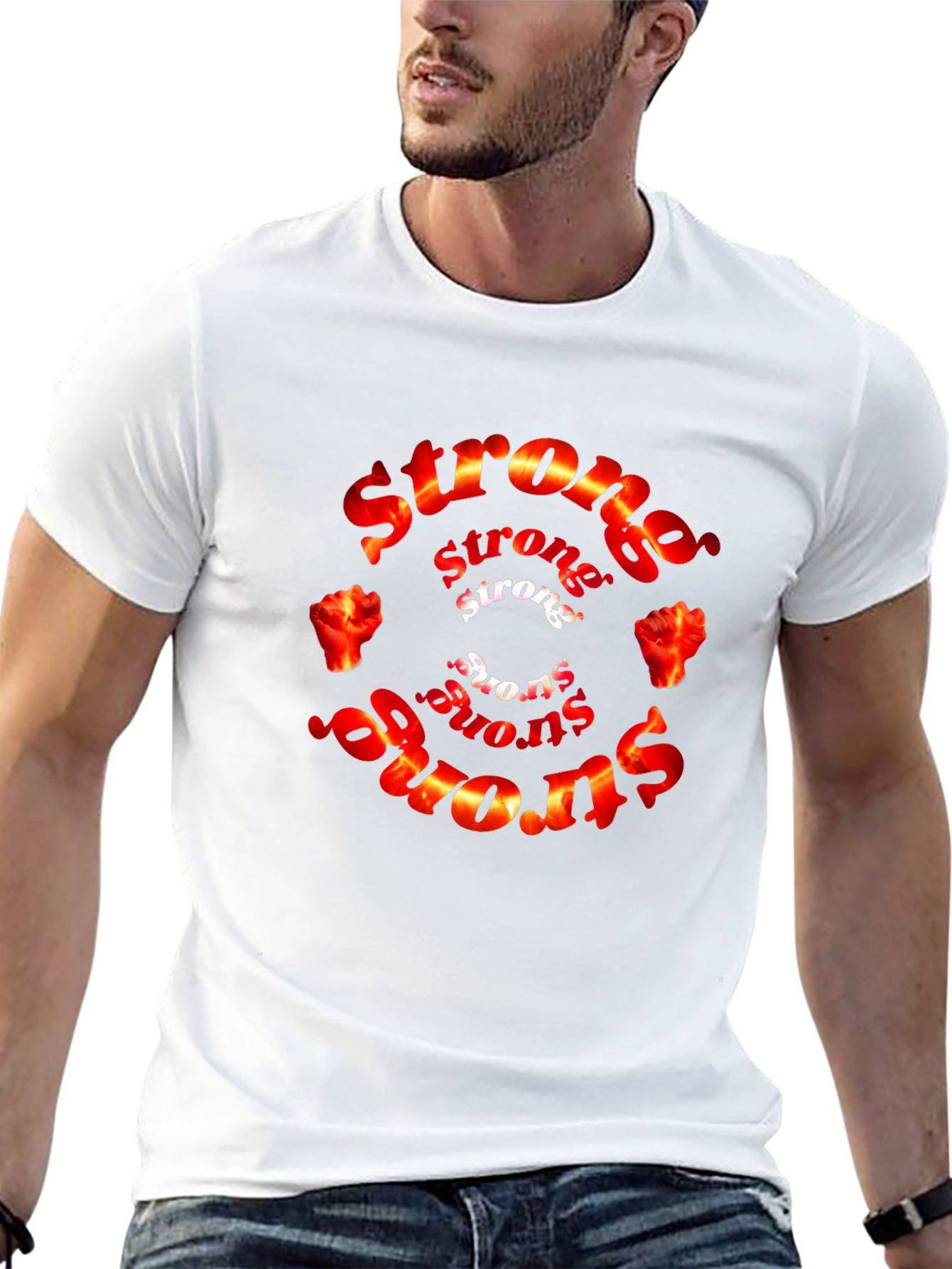 Strong Graphic T-Shirt - Black - Fire Fist Design