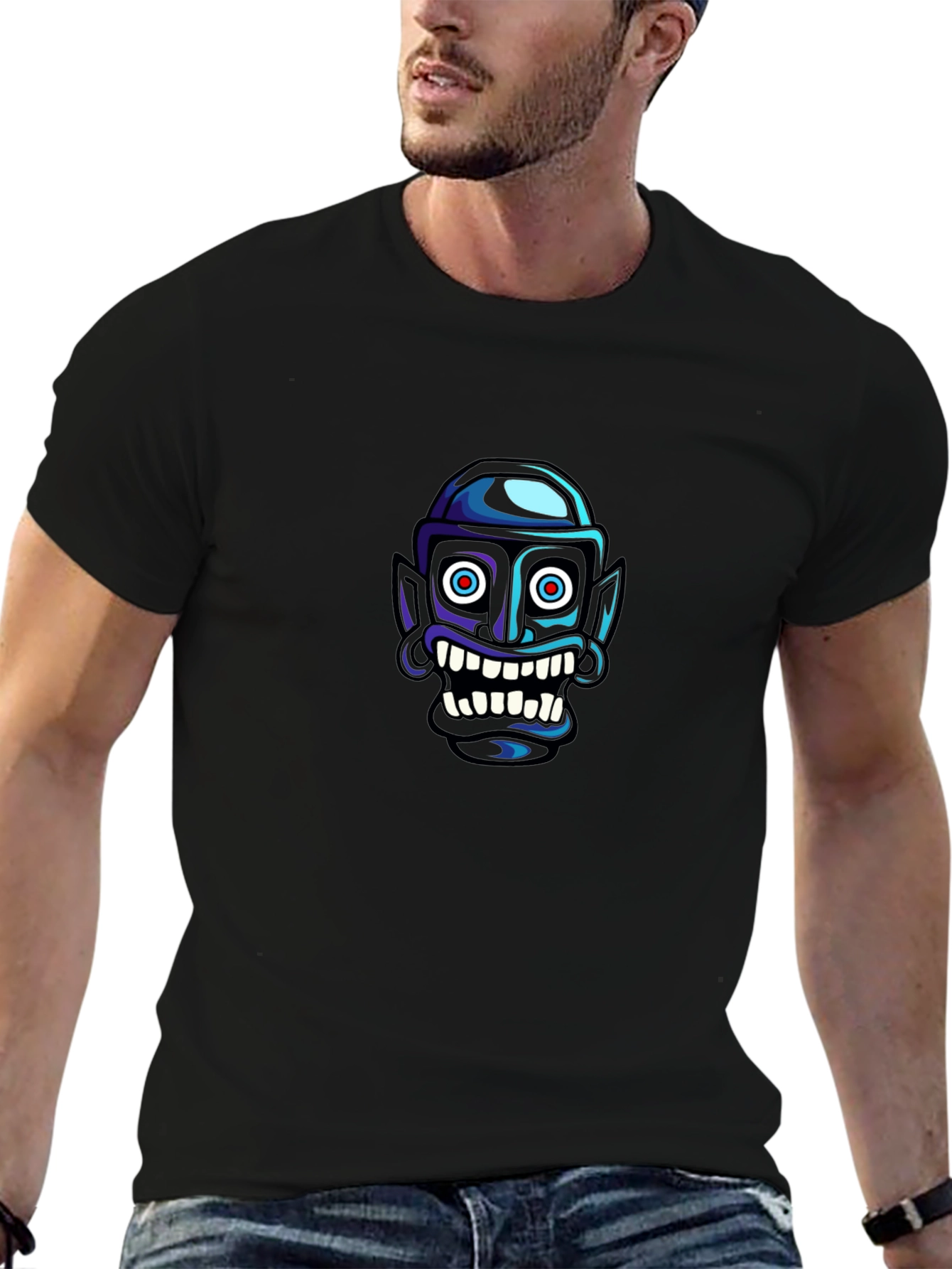 Grotesque Cartoon Face Graphic Tee