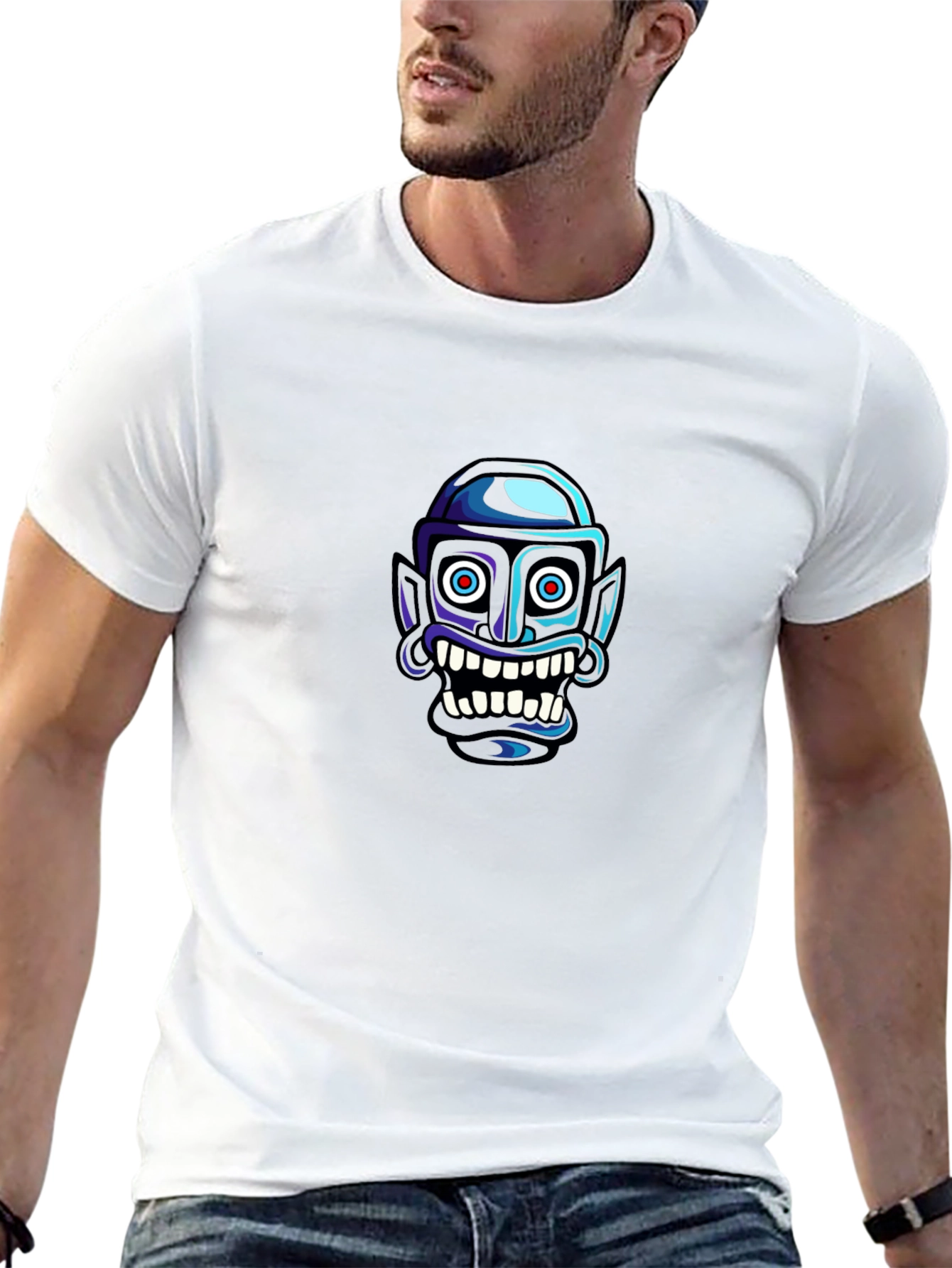 Grotesque Cartoon Face Graphic Tee