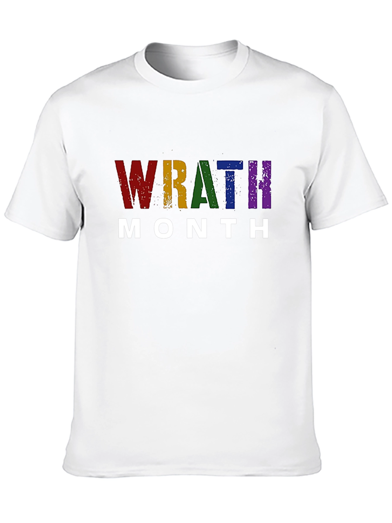Wrath Month Rainbow Text Black T-Shirt