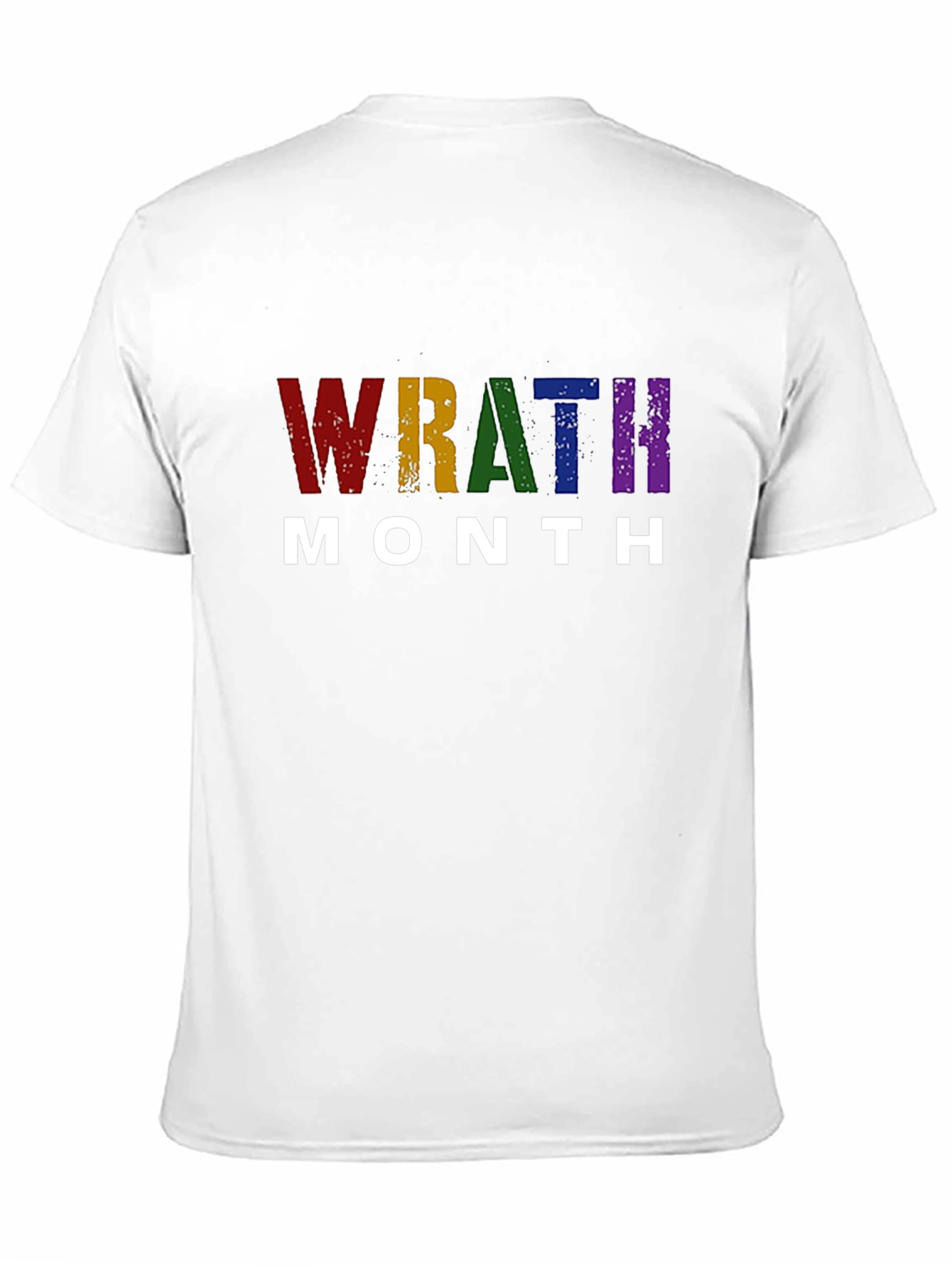 Wrath Month Rainbow Text Black T-Shirt