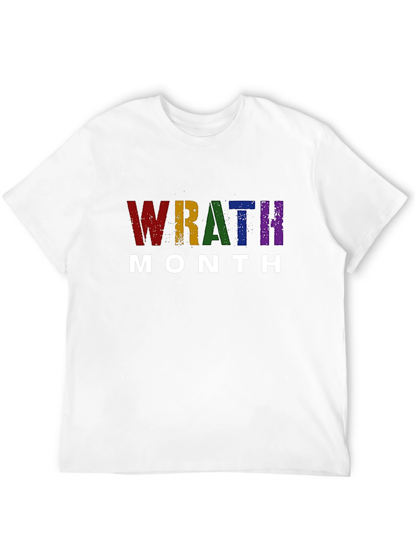 Wrath Month Rainbow Text Black T-Shirt