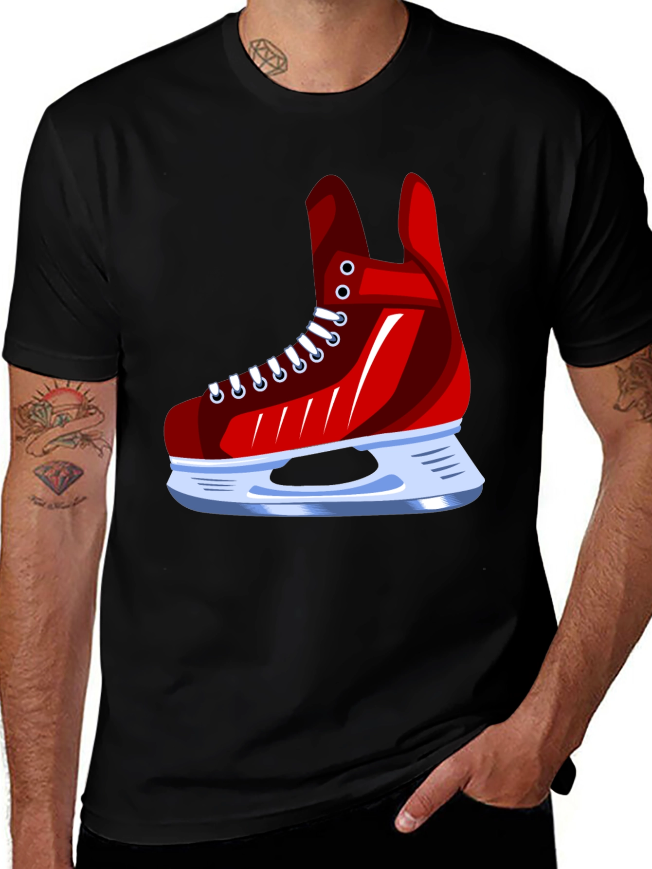 Red Ice Skate Graphic Tee - Hockey Fan Apparel