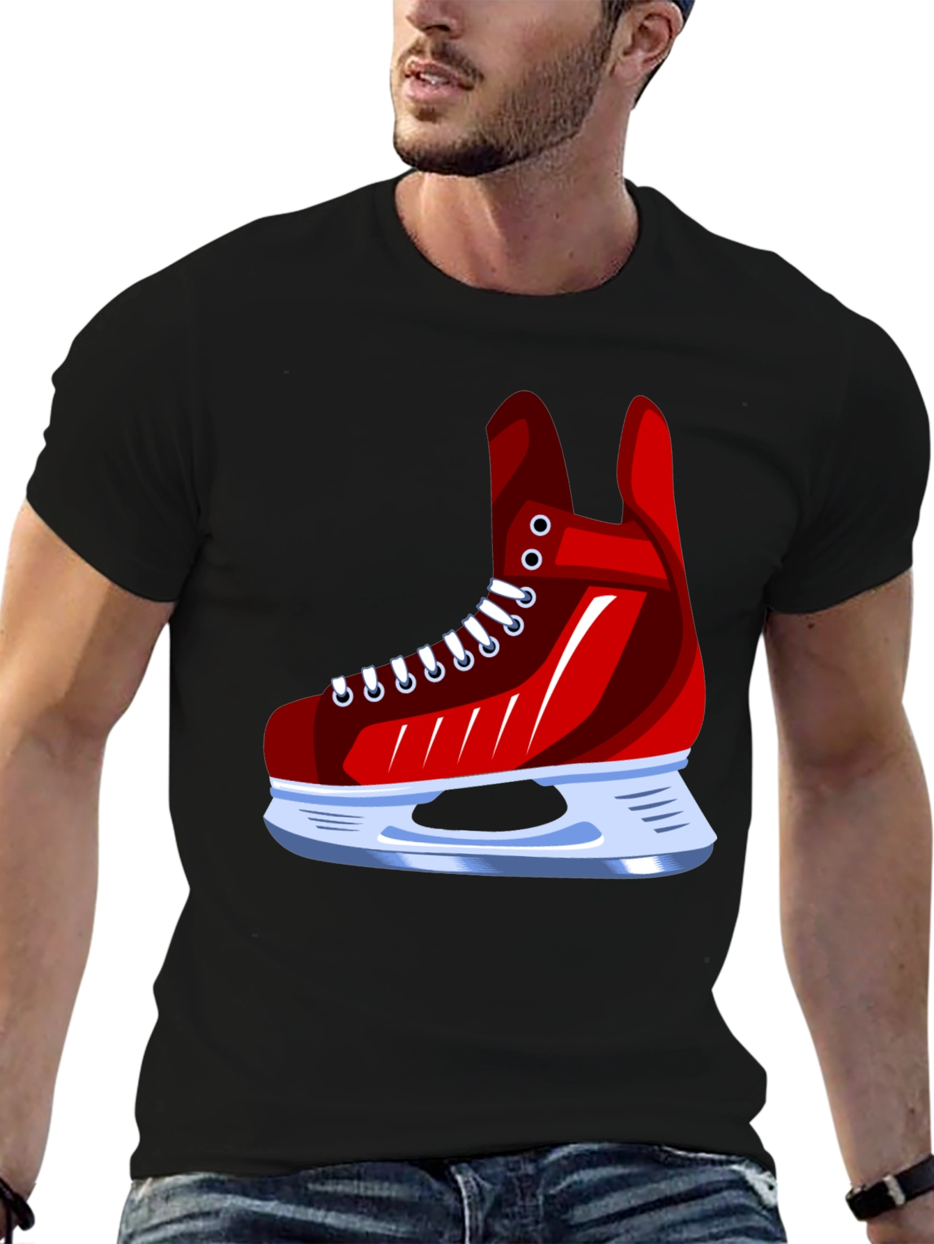 Red Ice Skate Graphic Tee - Hockey Fan Apparel