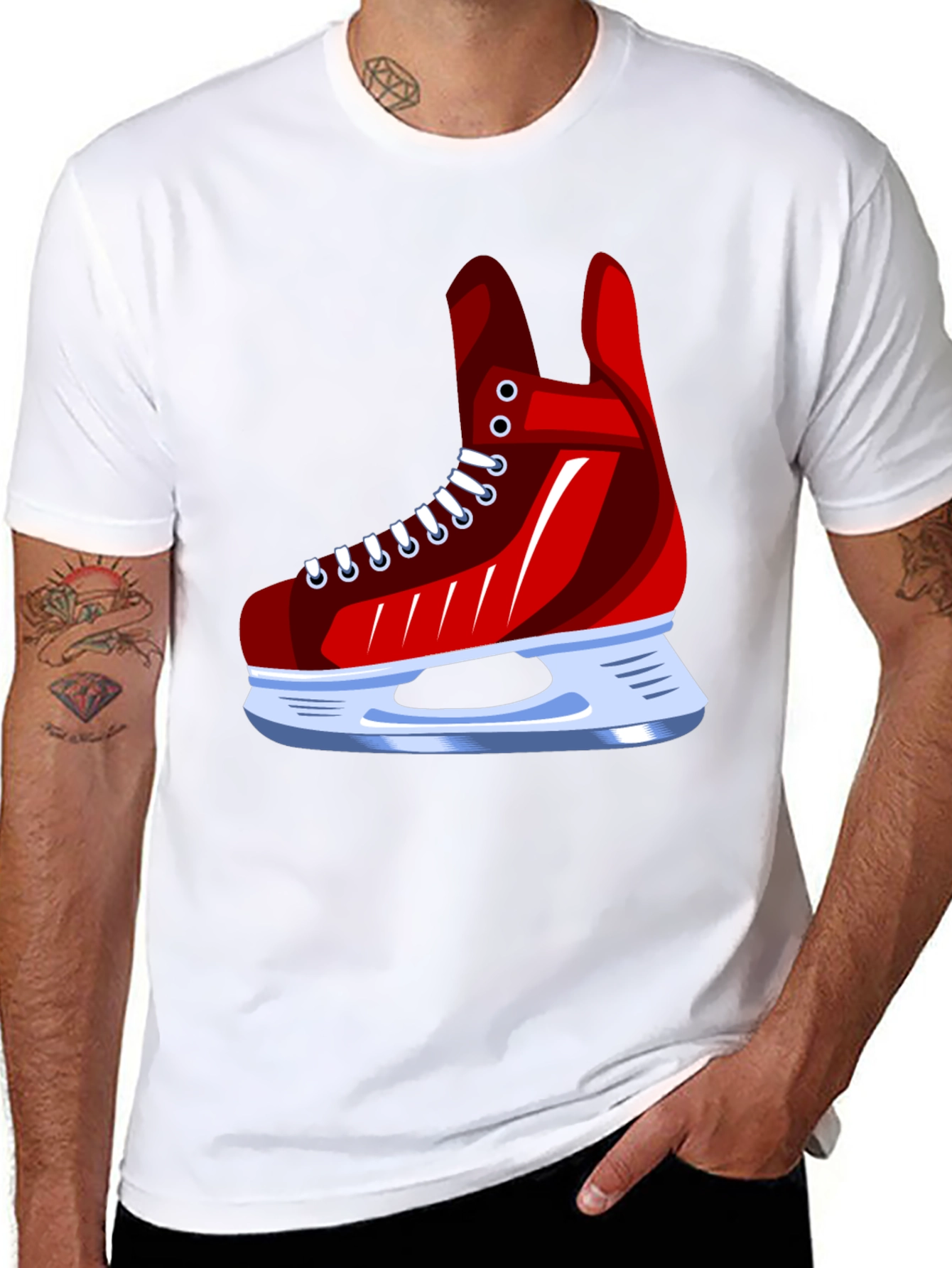 Red Ice Skate Graphic Tee - Hockey Fan Apparel