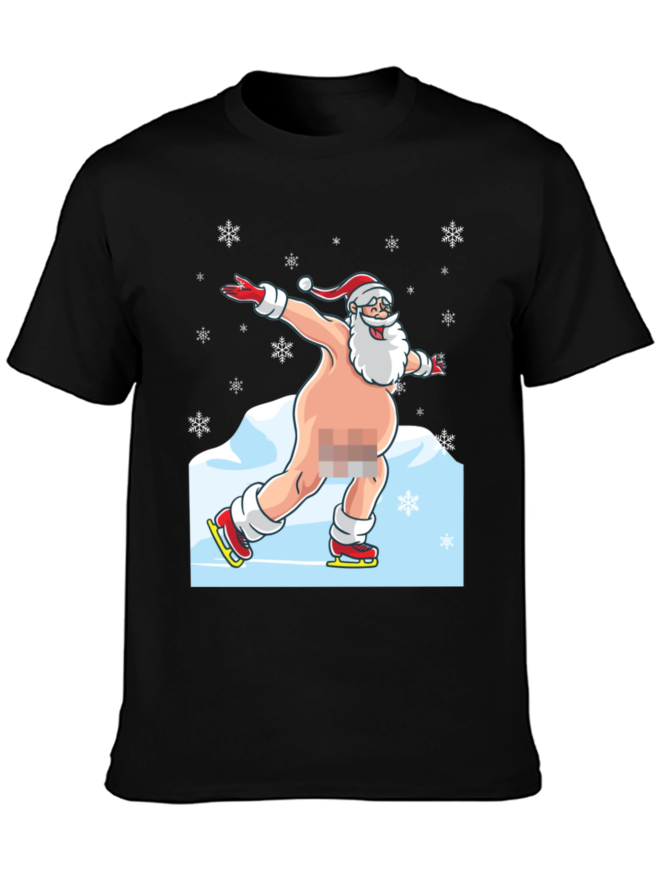 Naked Santa Ice Skating Graphic Tee