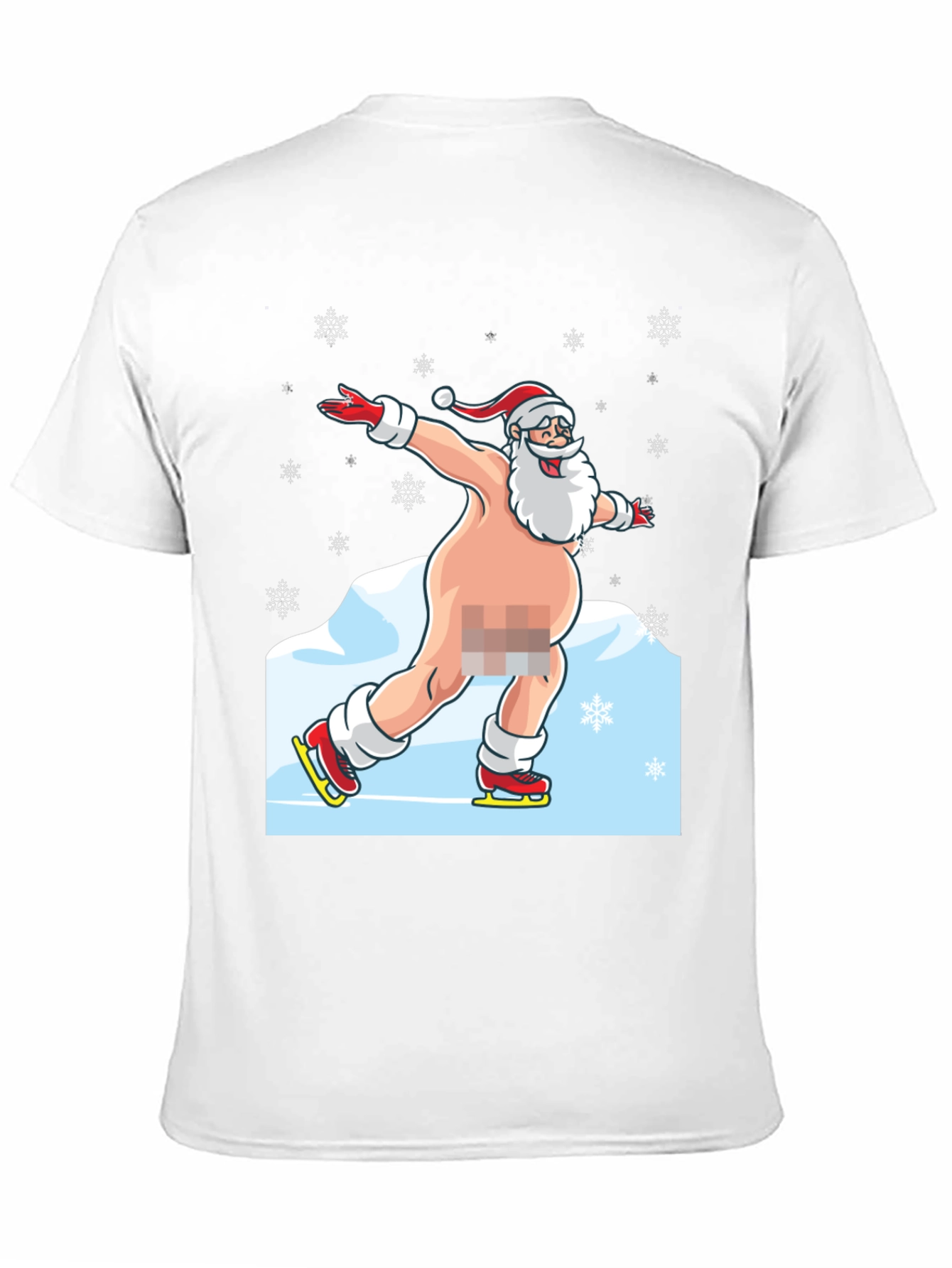 Naked Santa Ice Skating Graphic Tee