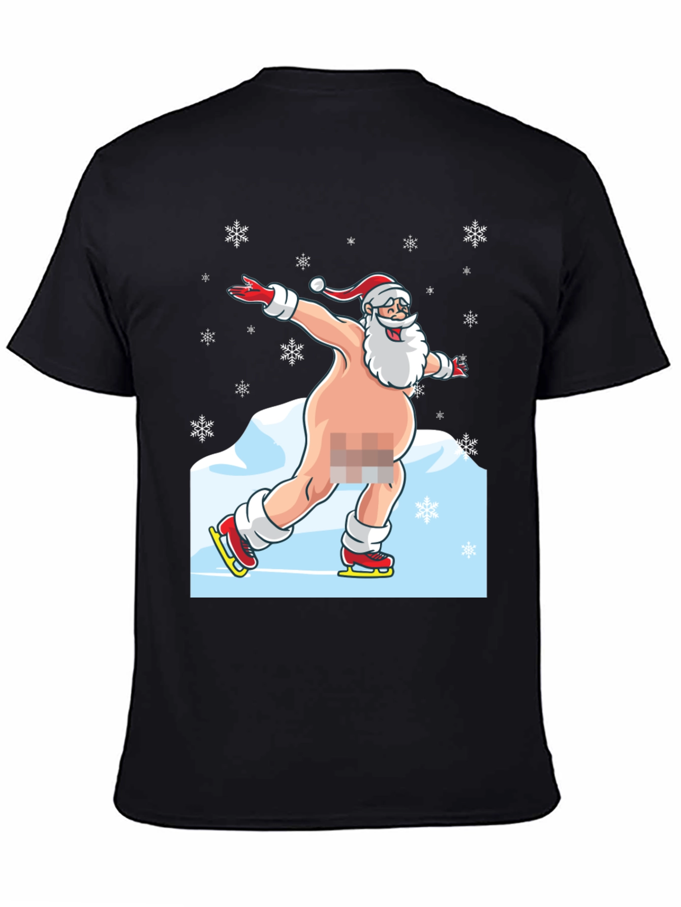 Naked Santa Ice Skating Graphic Tee