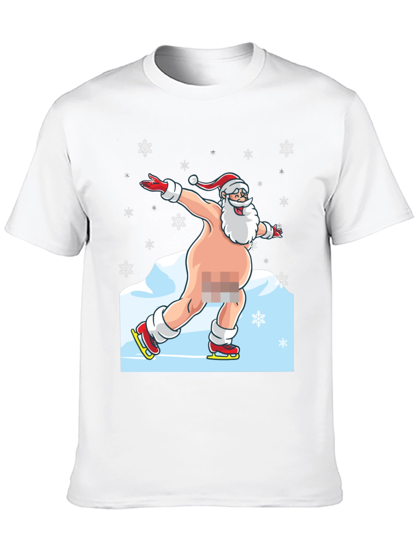 Naked Santa Ice Skating Graphic Tee