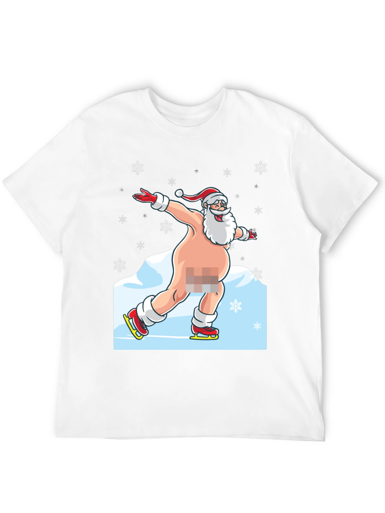 Naked Santa Ice Skating Graphic Tee