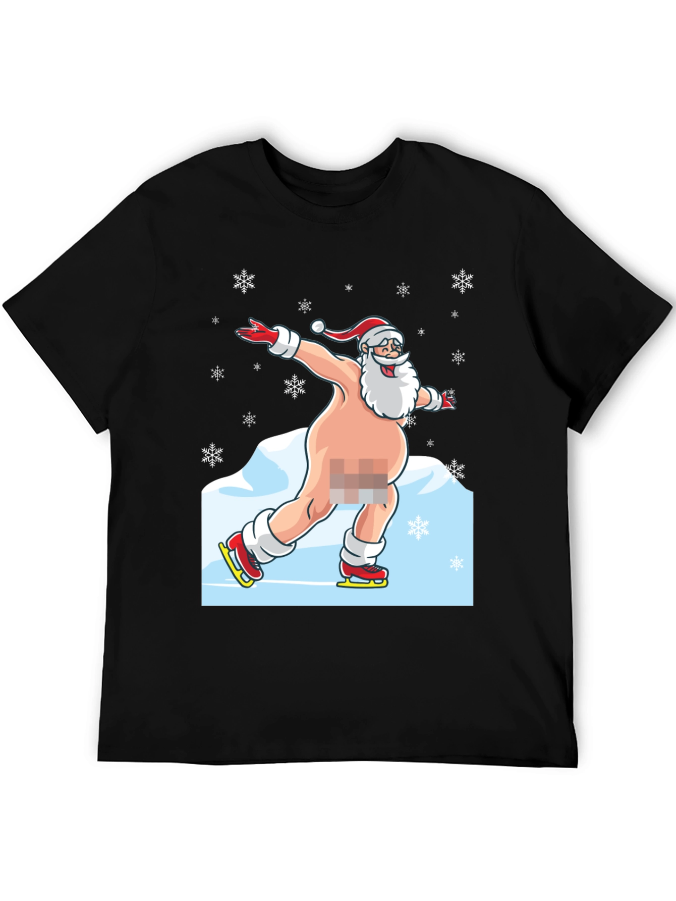 Naked Santa Ice Skating Graphic Tee