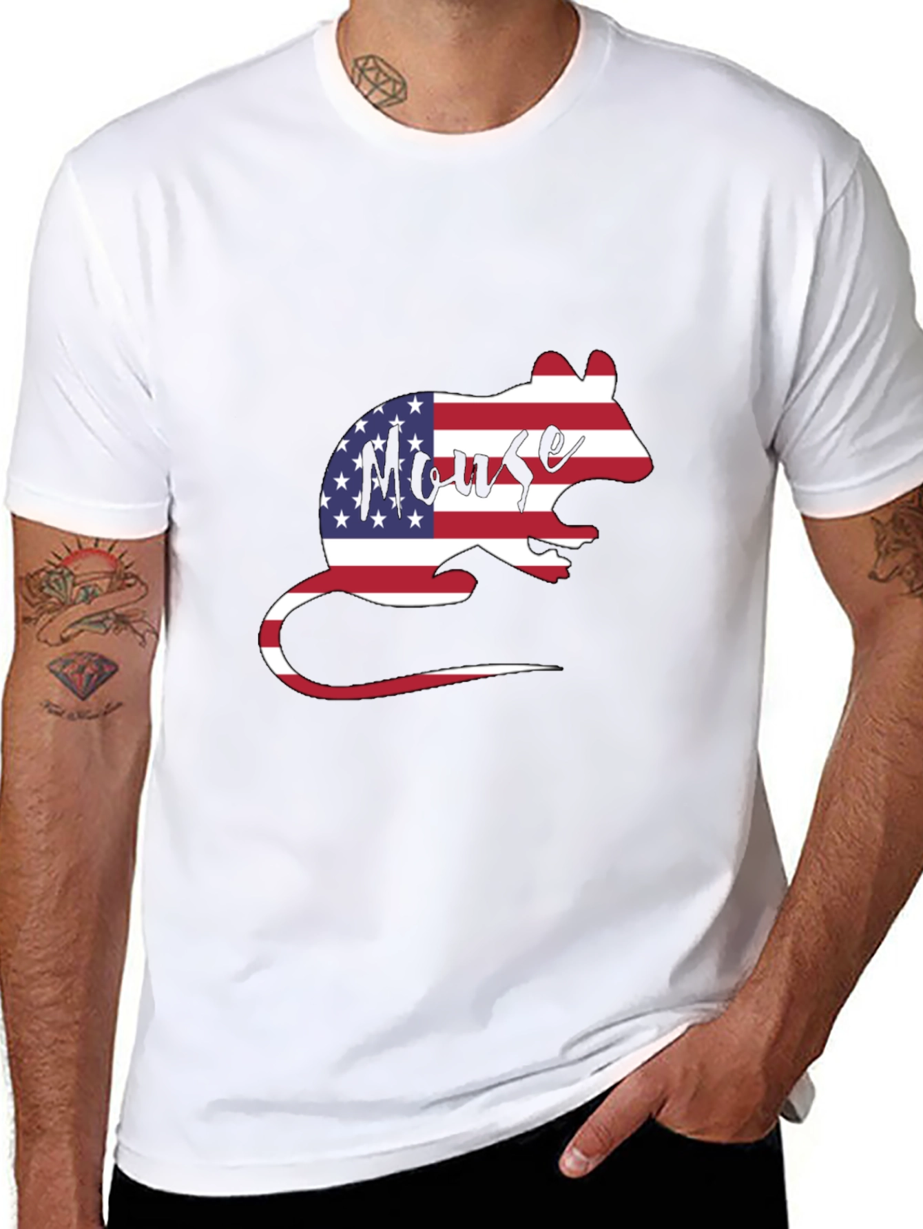 USA Flag Mouse Graphic T-Shirt