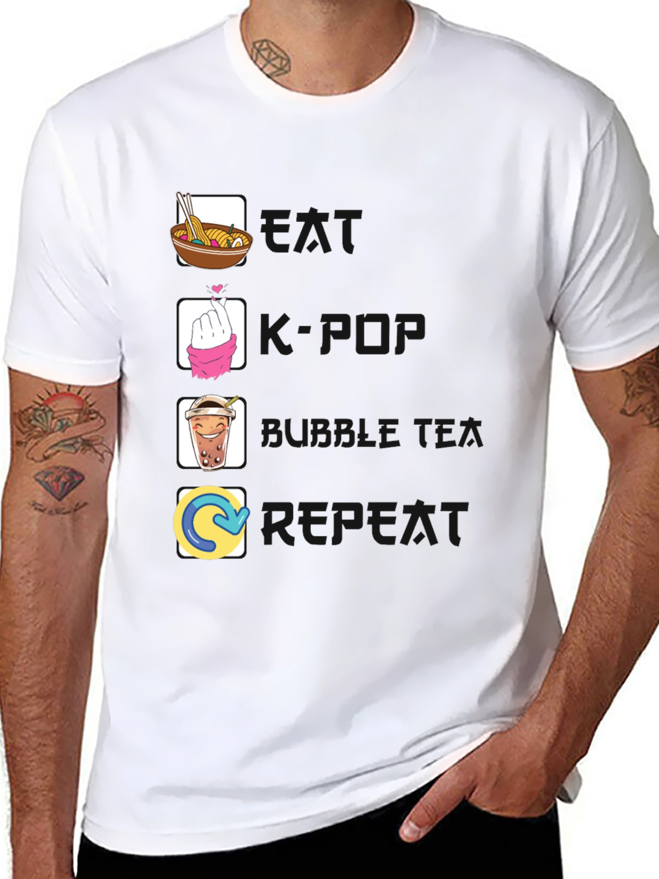 Eat Saranghae Bubble Tea Repeat T-Shirt