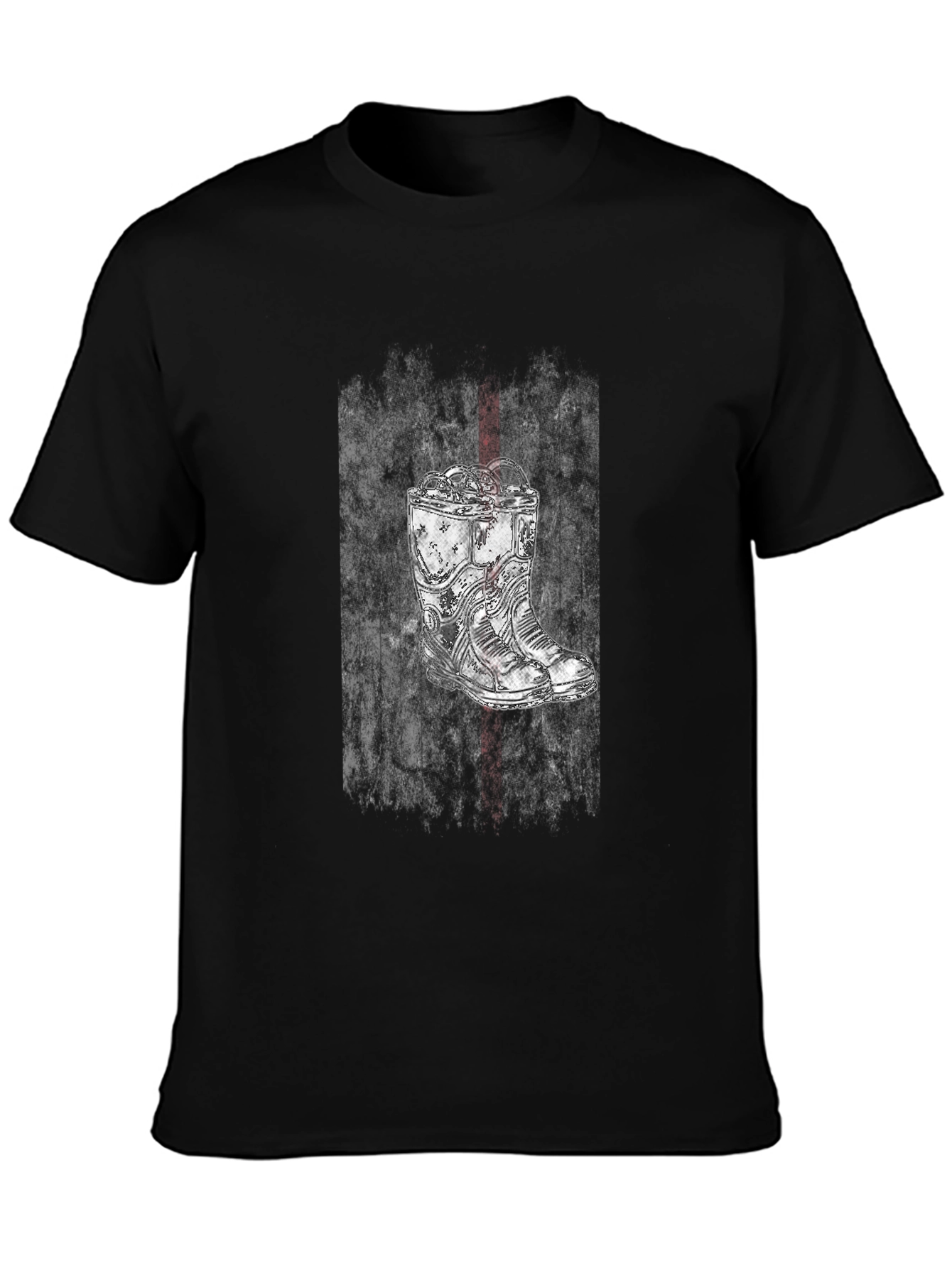 Grunge Boot Graphic Tee - Black Cotton Blend