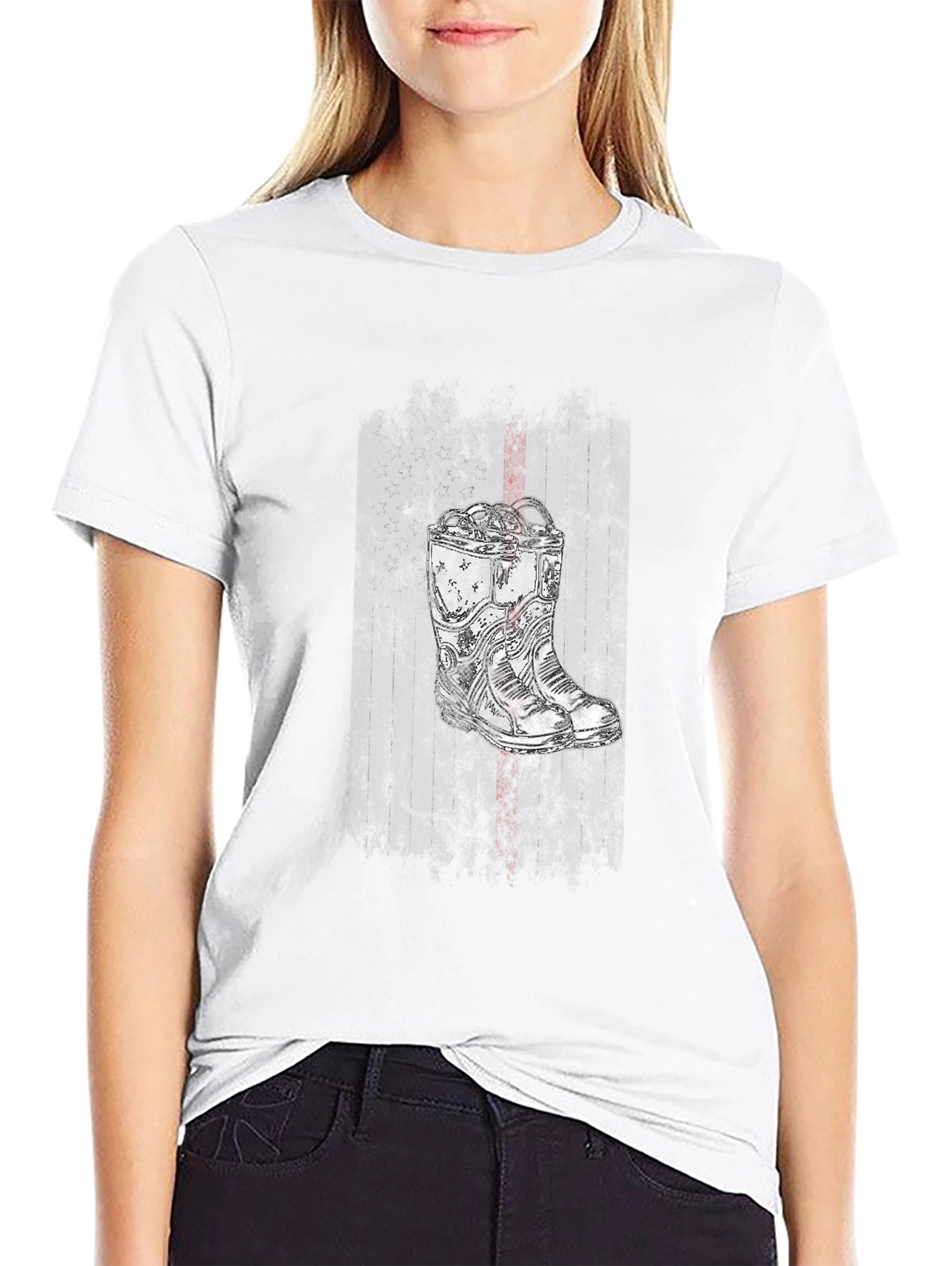 Grunge Boot Graphic Tee - Black Cotton Blend