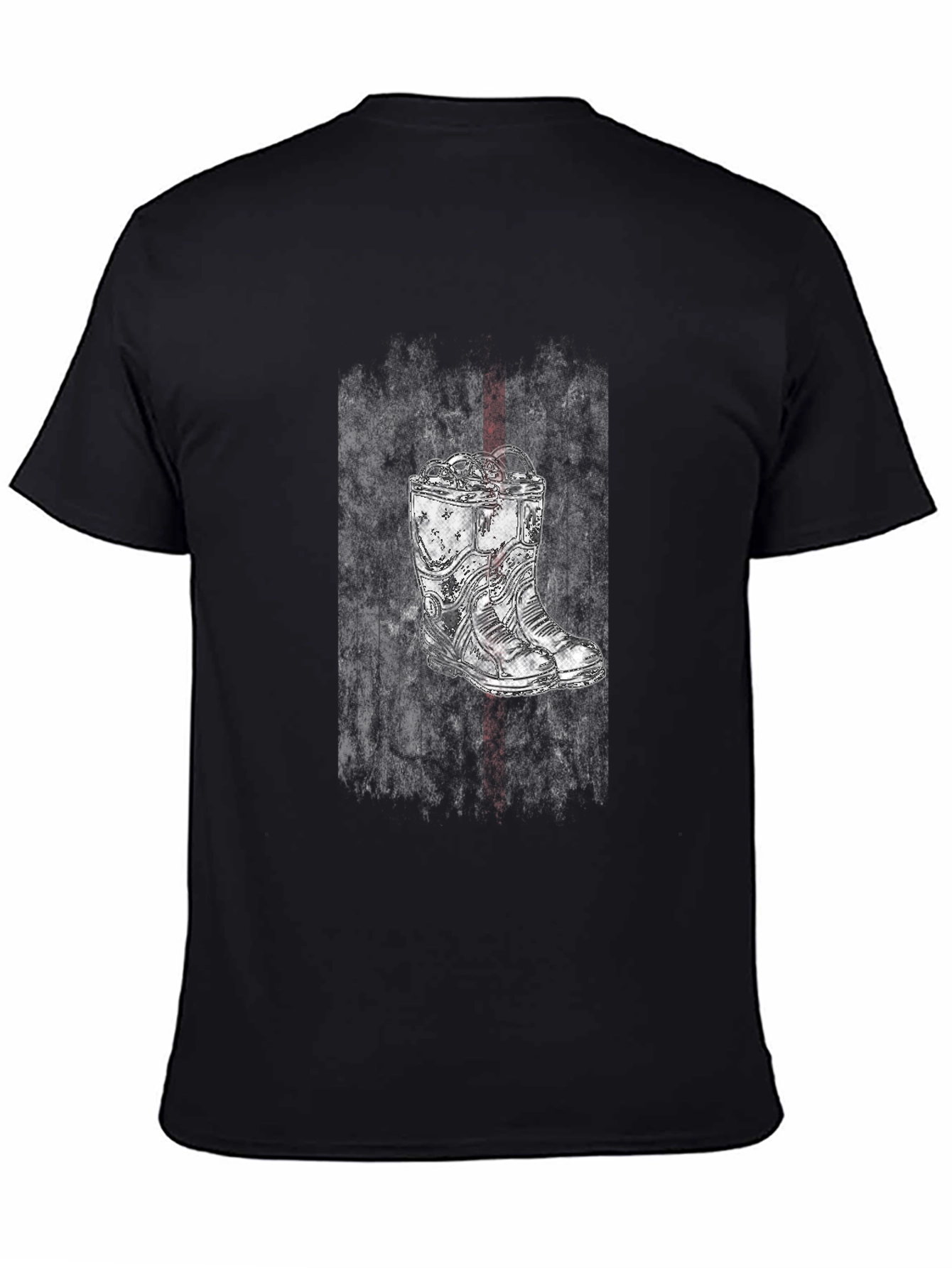 Grunge Boot Graphic Tee - Black Cotton Blend