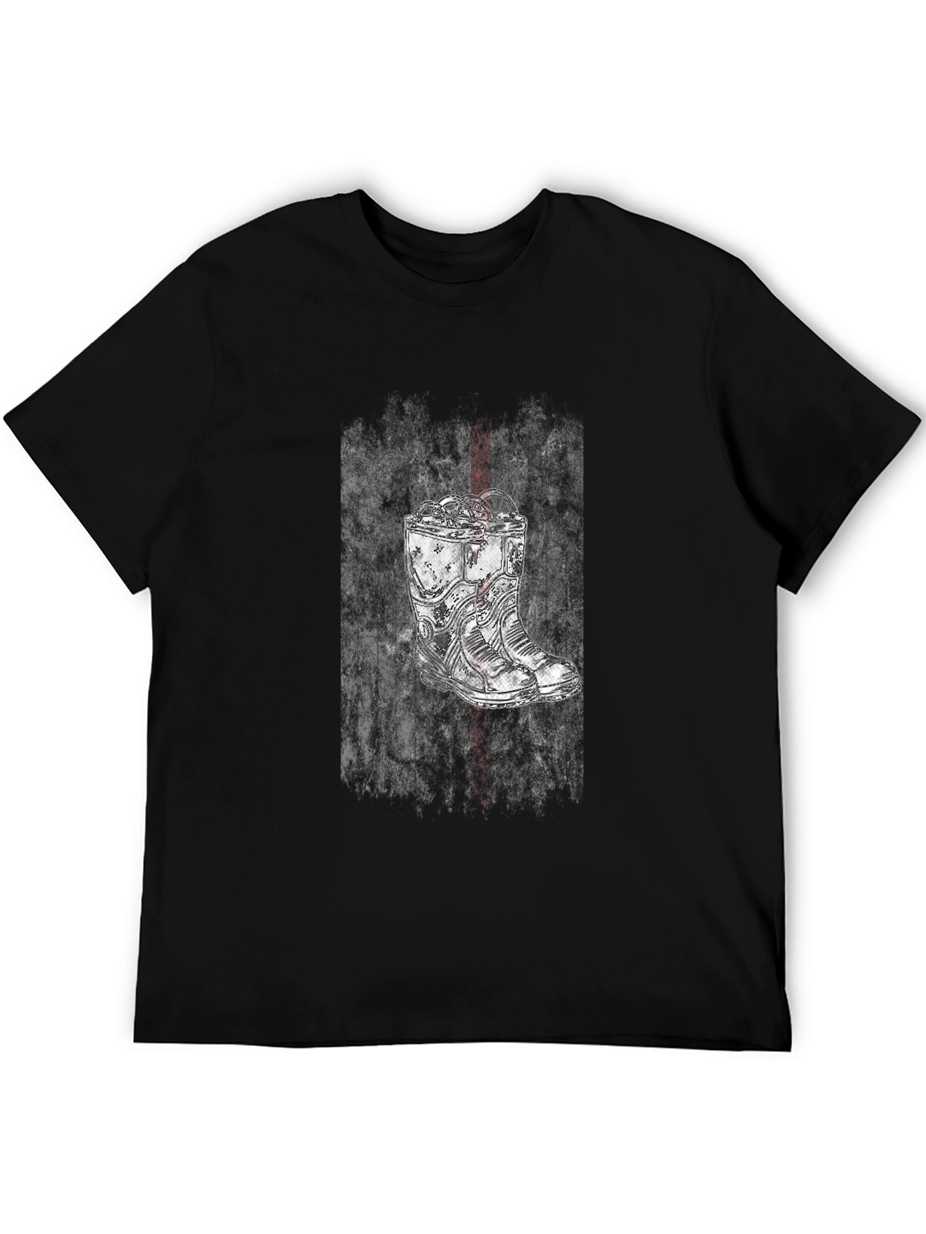 Grunge Boot Graphic Tee - Black Cotton Blend