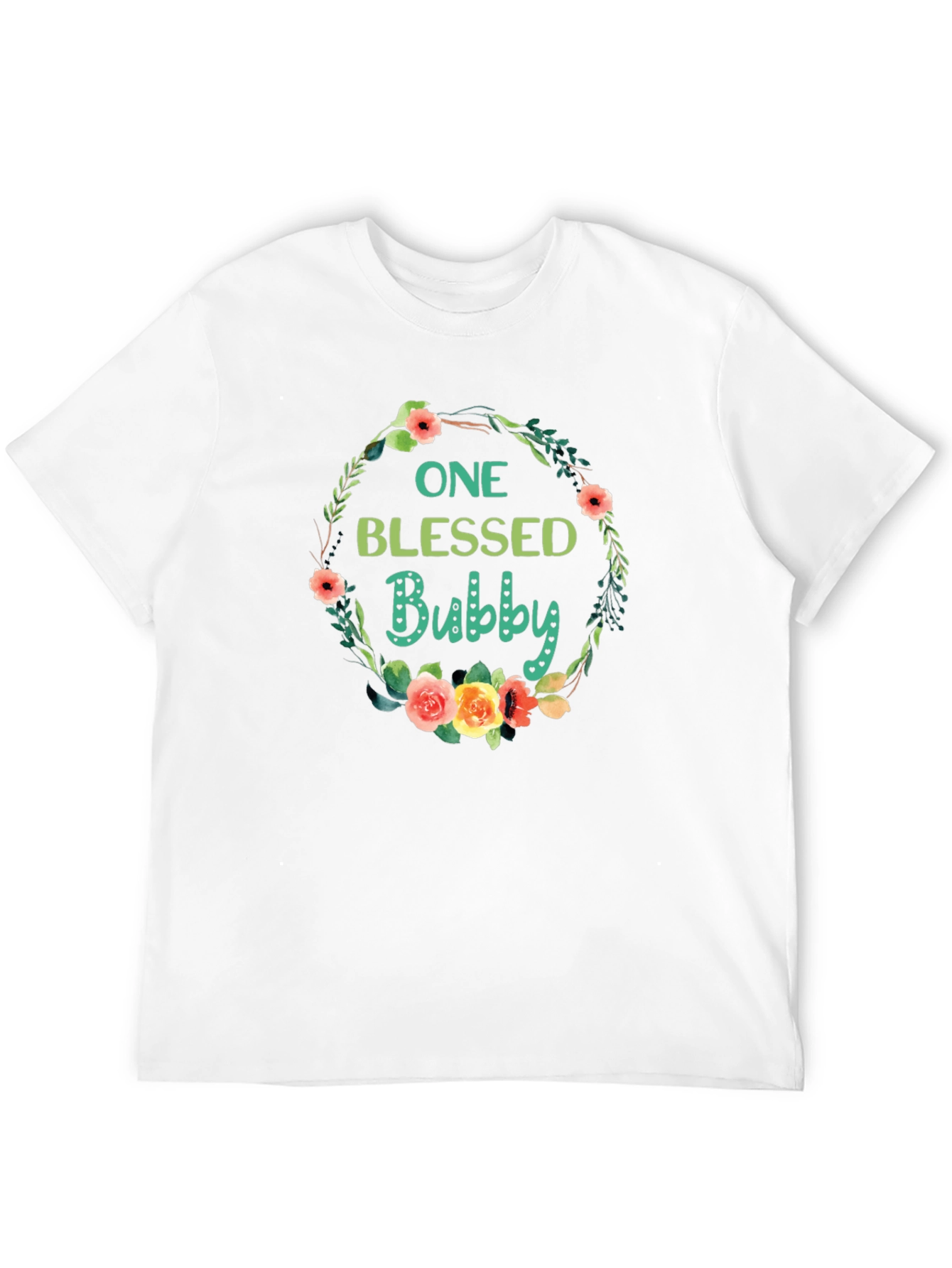 One Blessed Bubby T-Shirt - Floral Wreath Design