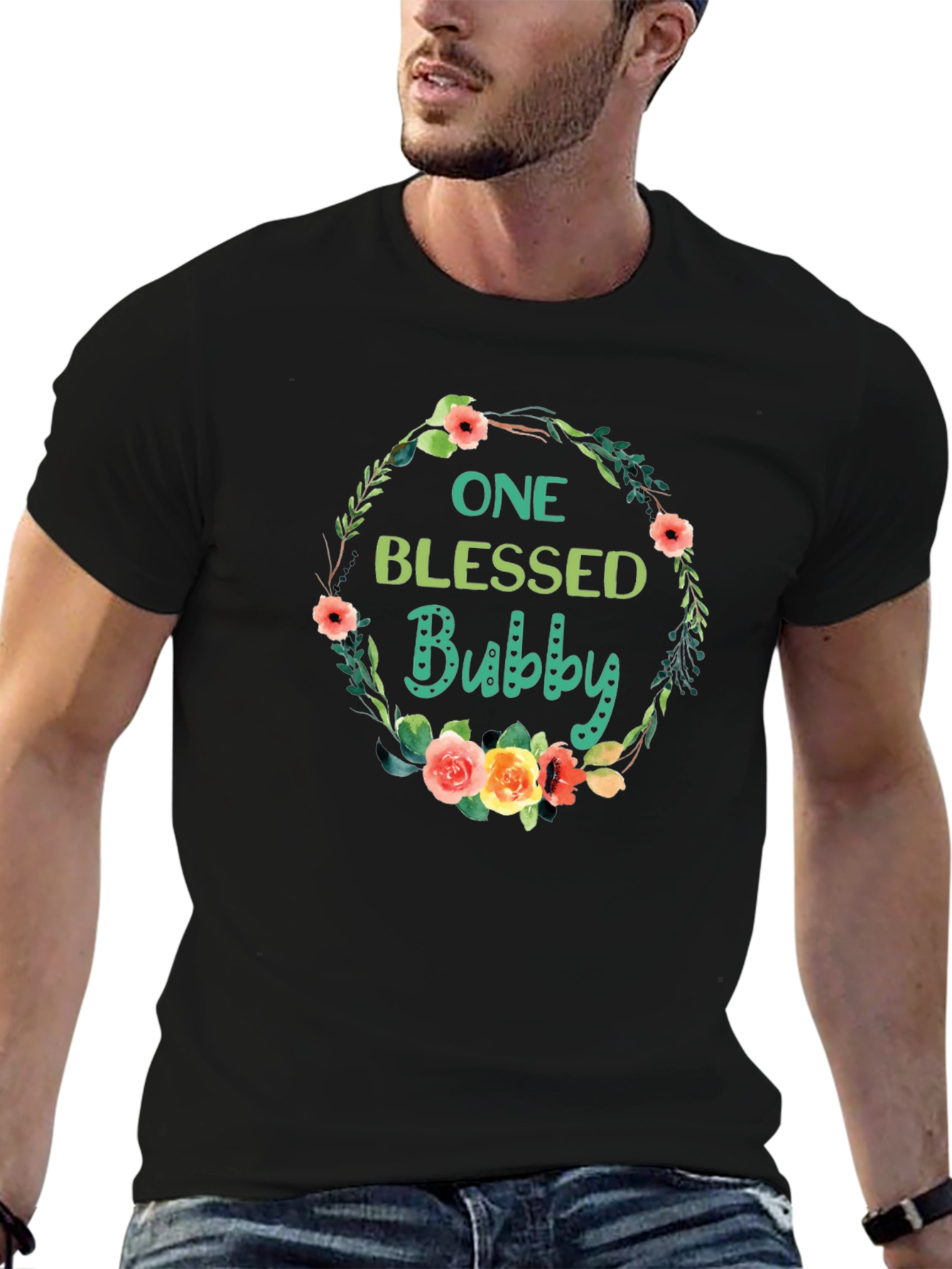 One Blessed Bubby T-Shirt - Floral Wreath Design