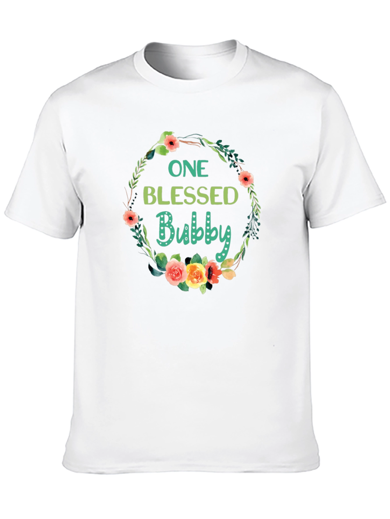 One Blessed Bubby T-Shirt - Floral Wreath Design
