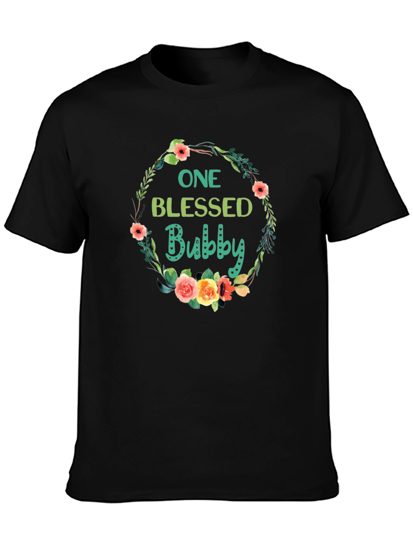 One Blessed Bubby T-Shirt - Floral Wreath Design