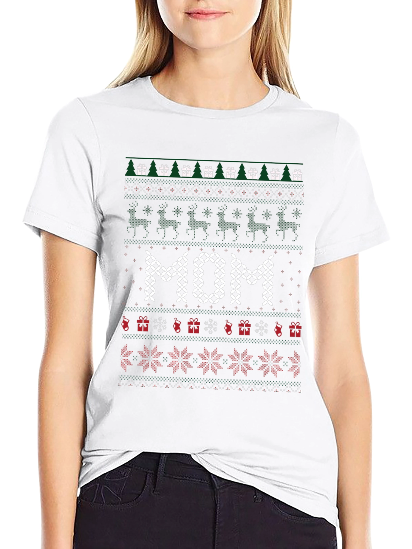 Mom Ugly Christmas Sweater Style T-Shirt