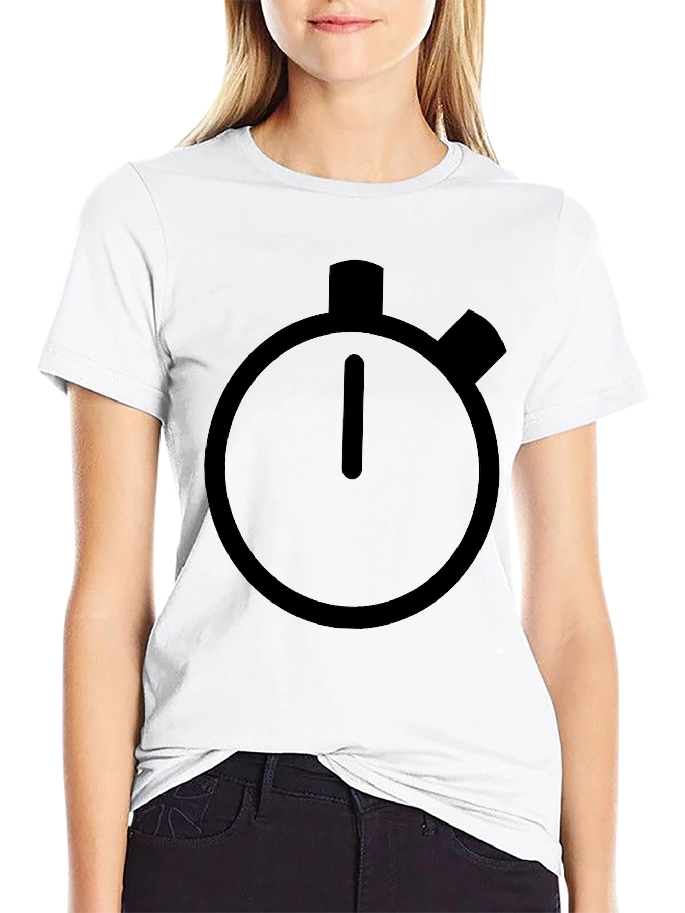 Minimalist Stopwatch Graphic Black T-Shirt