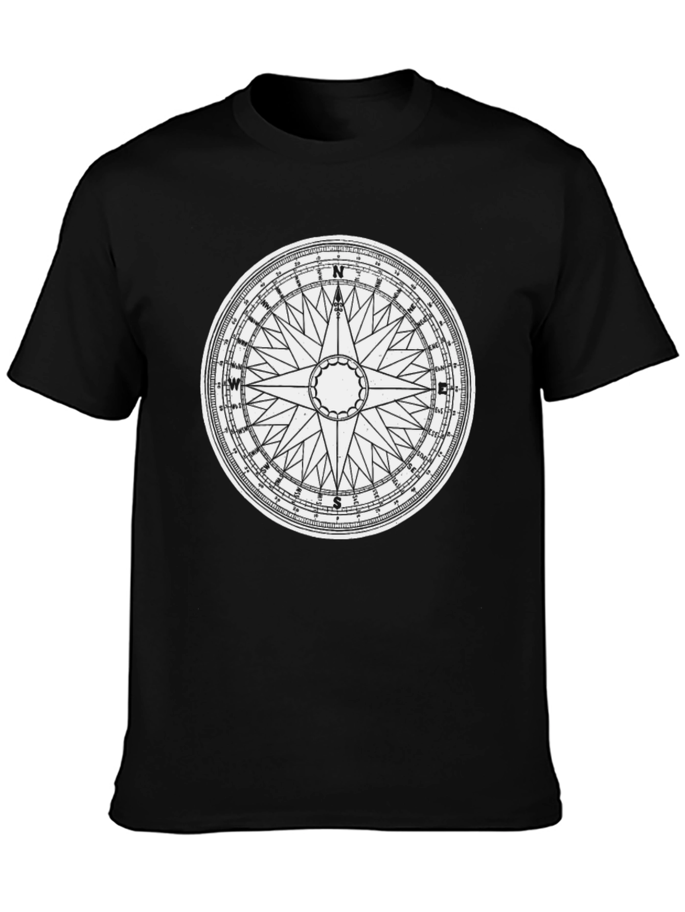 Nautical Compass Graphic T-Shirt - Black