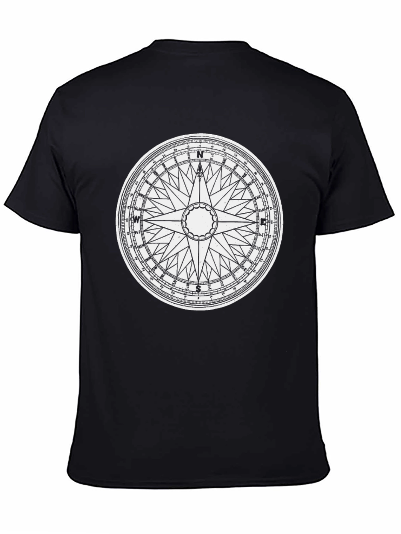 Nautical Compass Graphic T-Shirt - Black