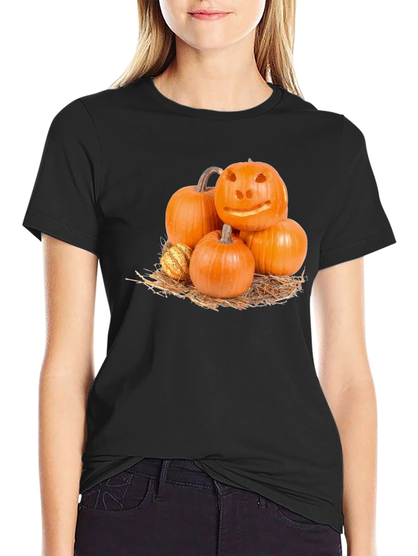Festive Pumpkin Pile Graphic T-Shirt
