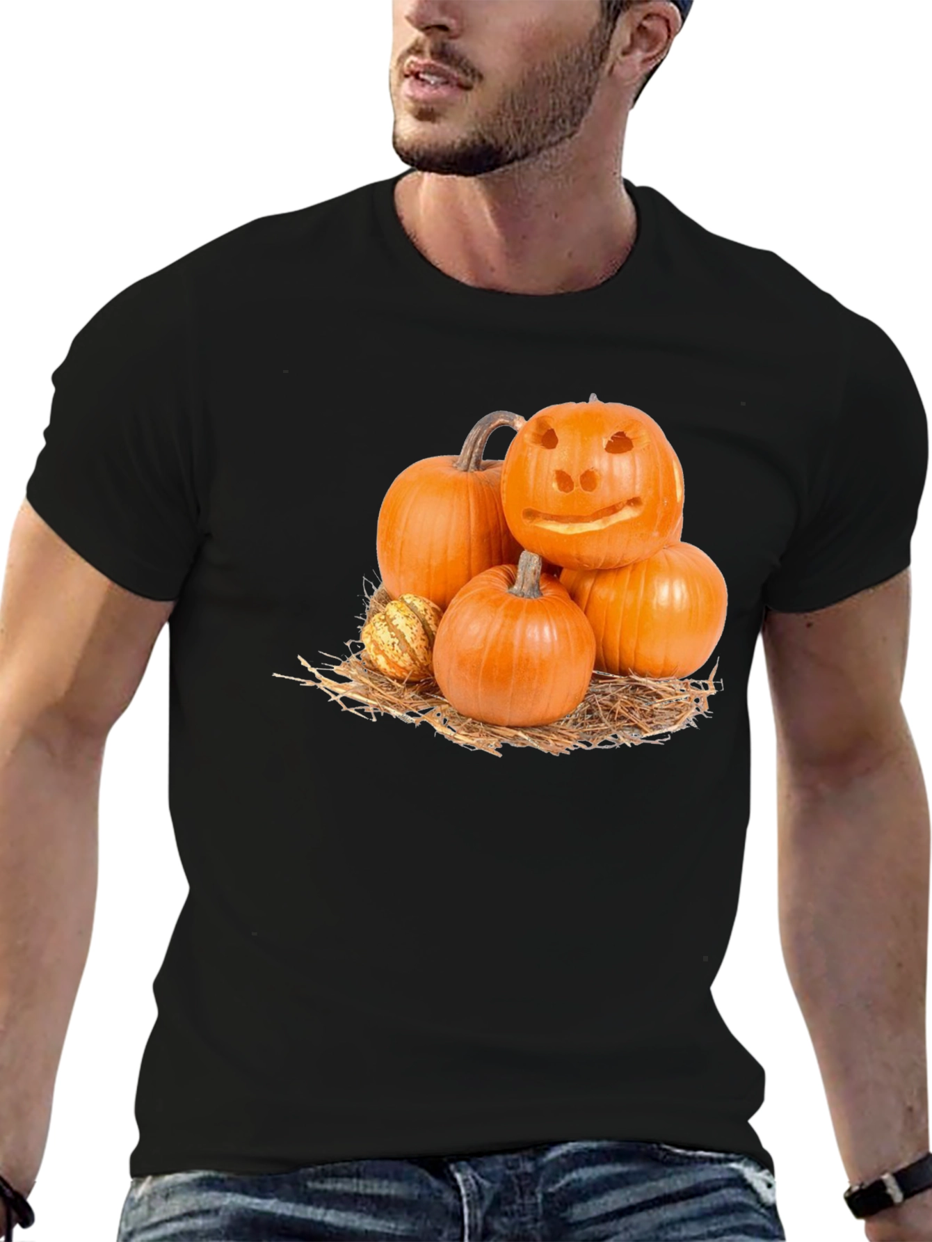 Festive Pumpkin Pile Graphic T-Shirt