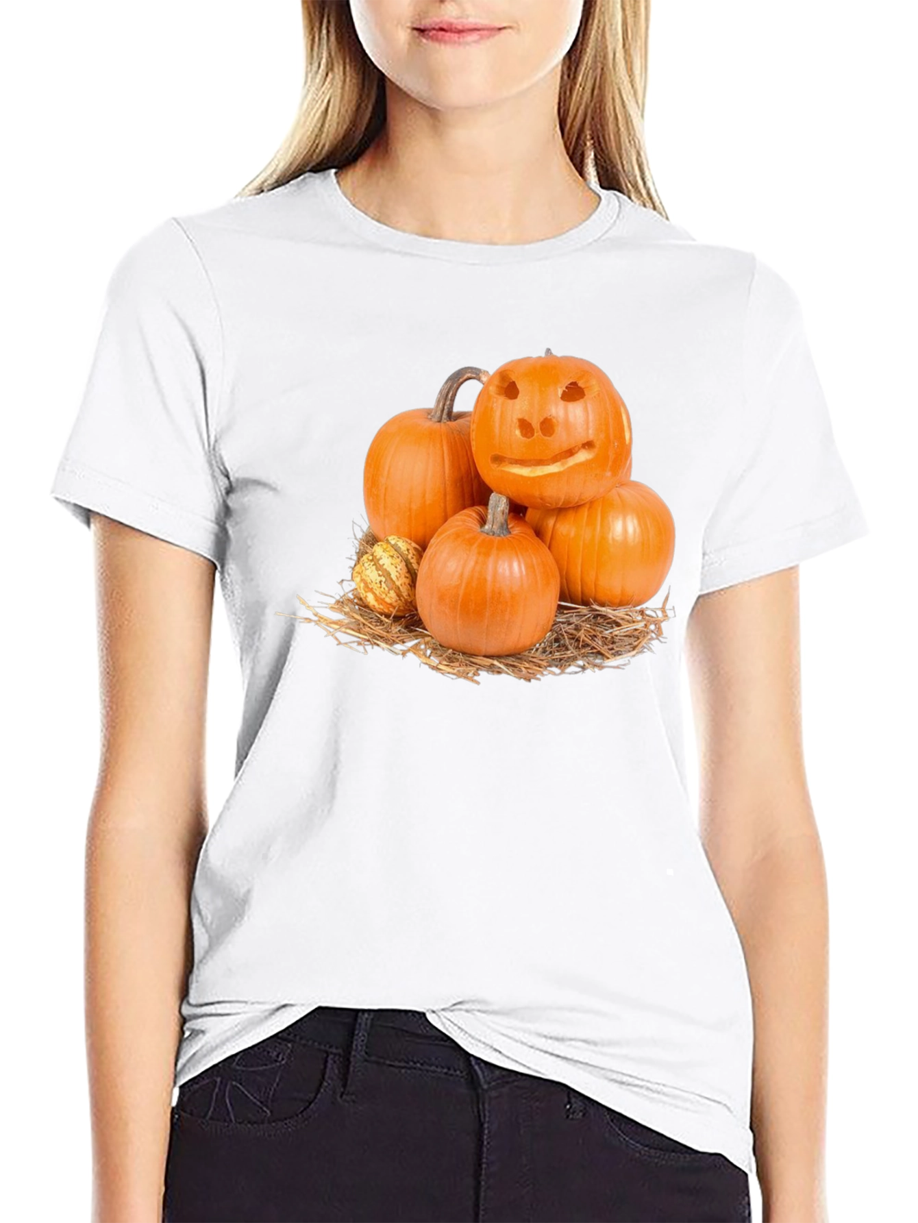 Festive Pumpkin Pile Graphic T-Shirt