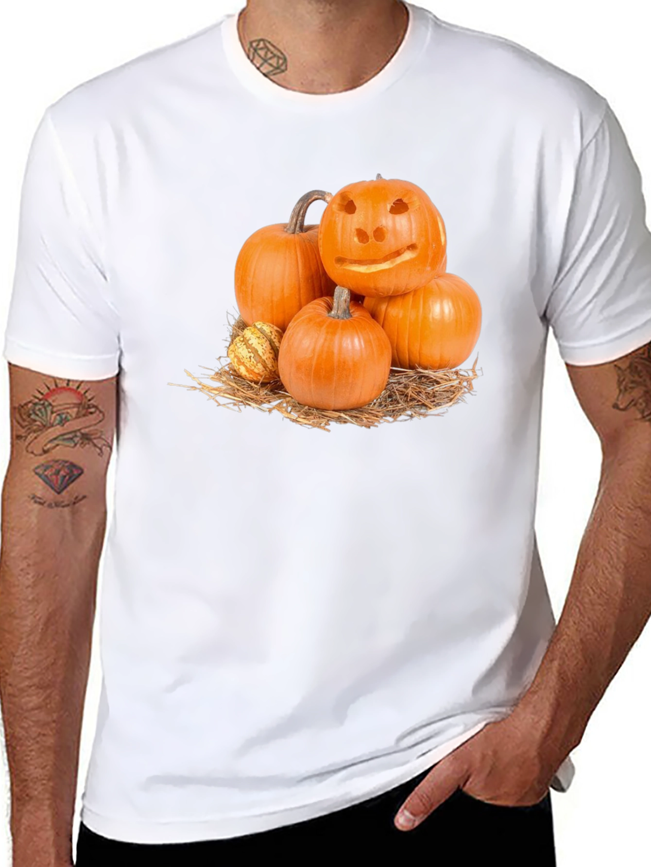 Festive Pumpkin Pile Graphic T-Shirt