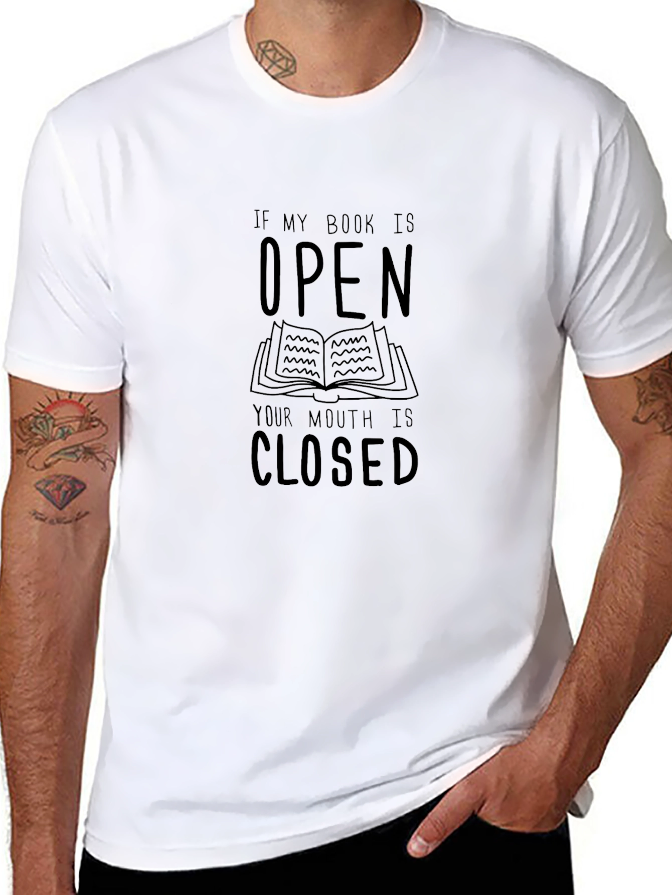 Book Lover T-Shirt - Open Book Closed Mouth