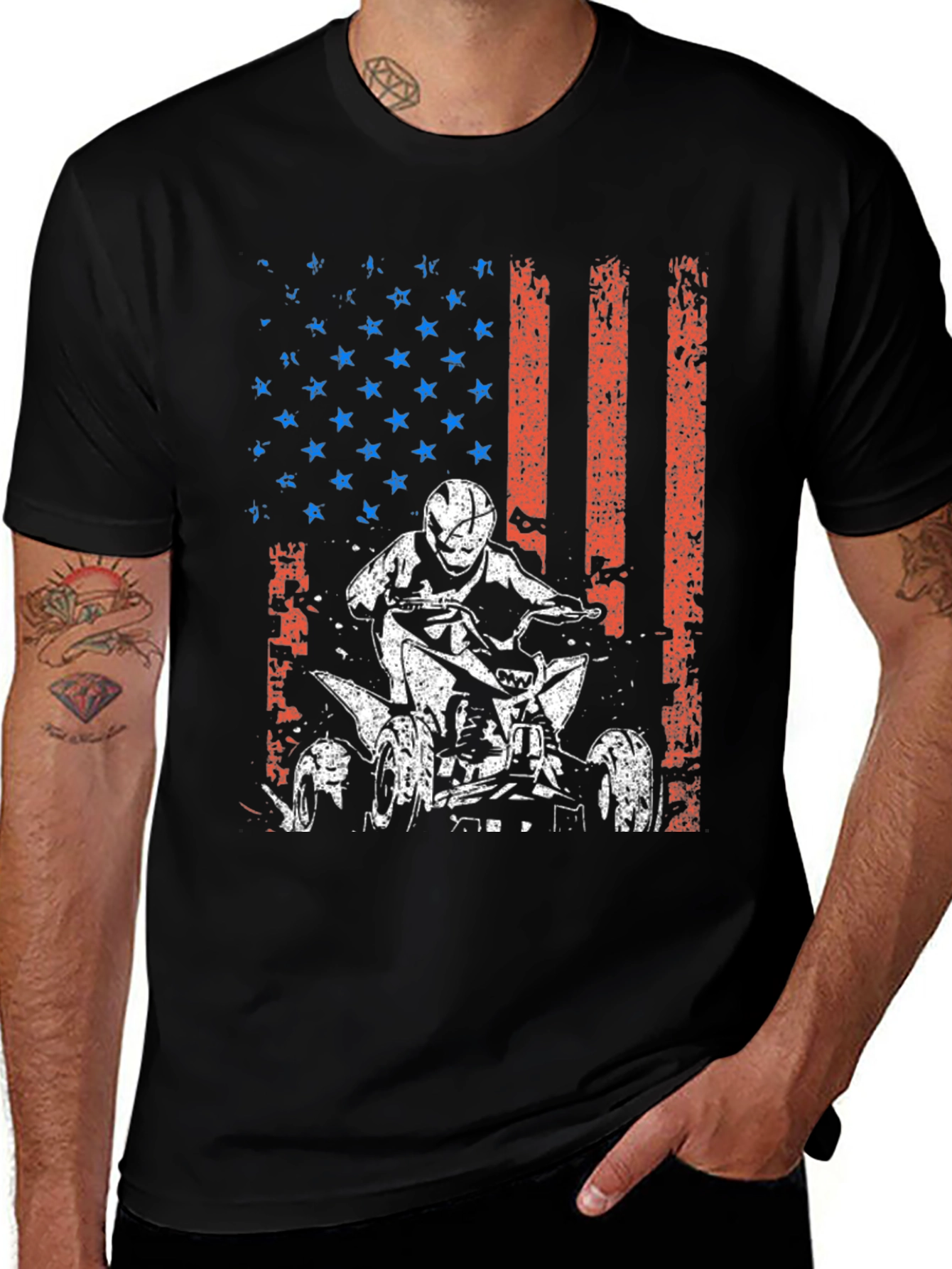 American Flag ATV Rider Graphic Tee