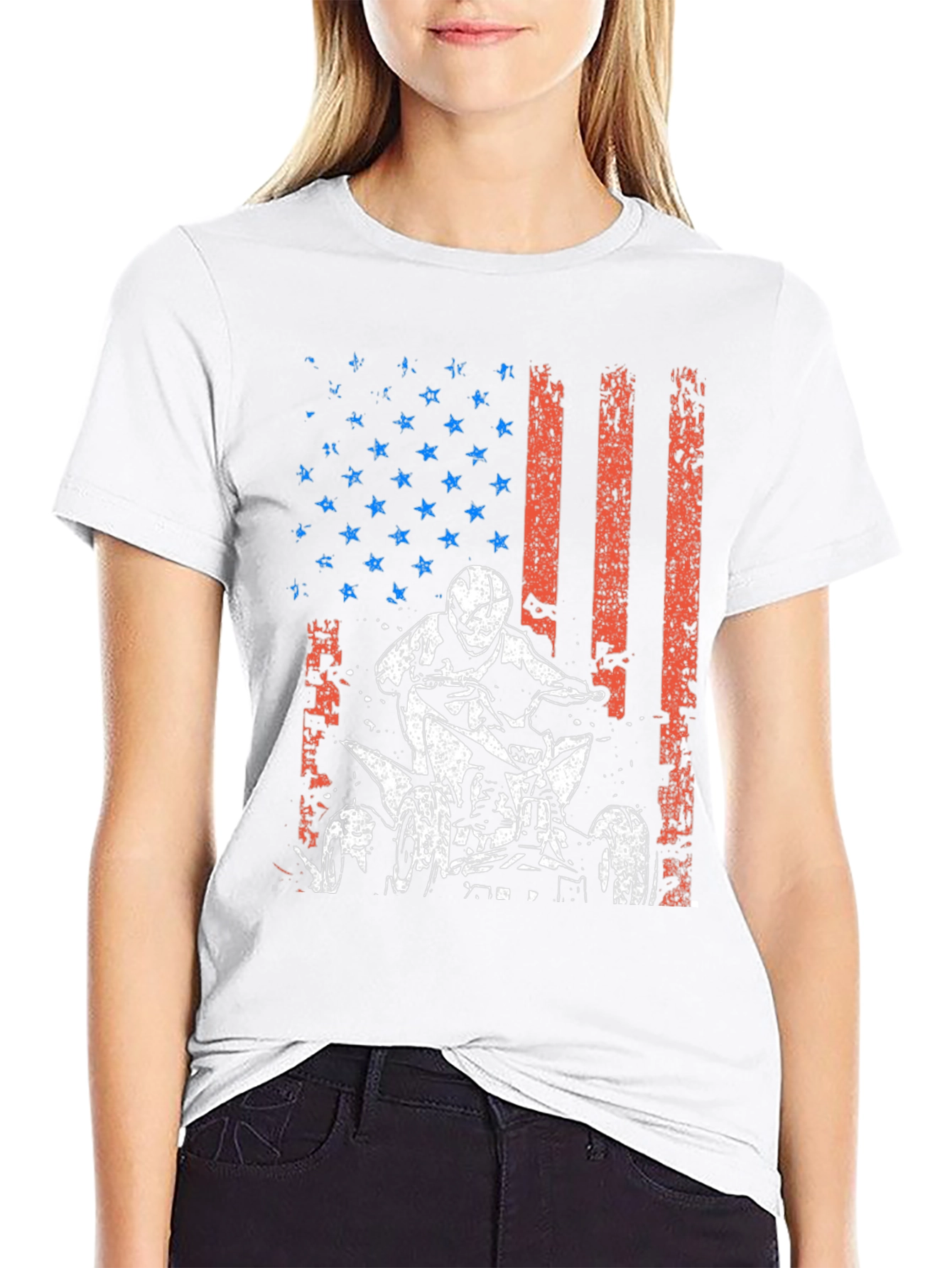 American Flag ATV Rider Graphic Tee