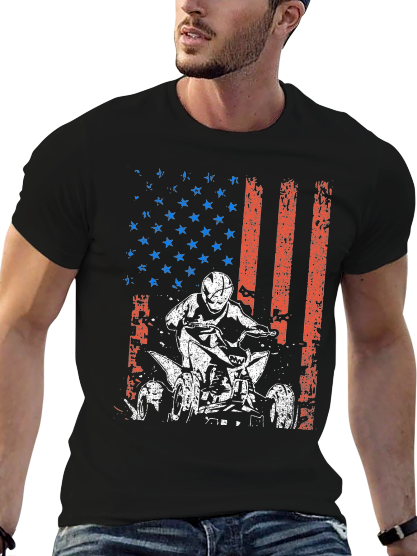 American Flag ATV Rider Graphic Tee