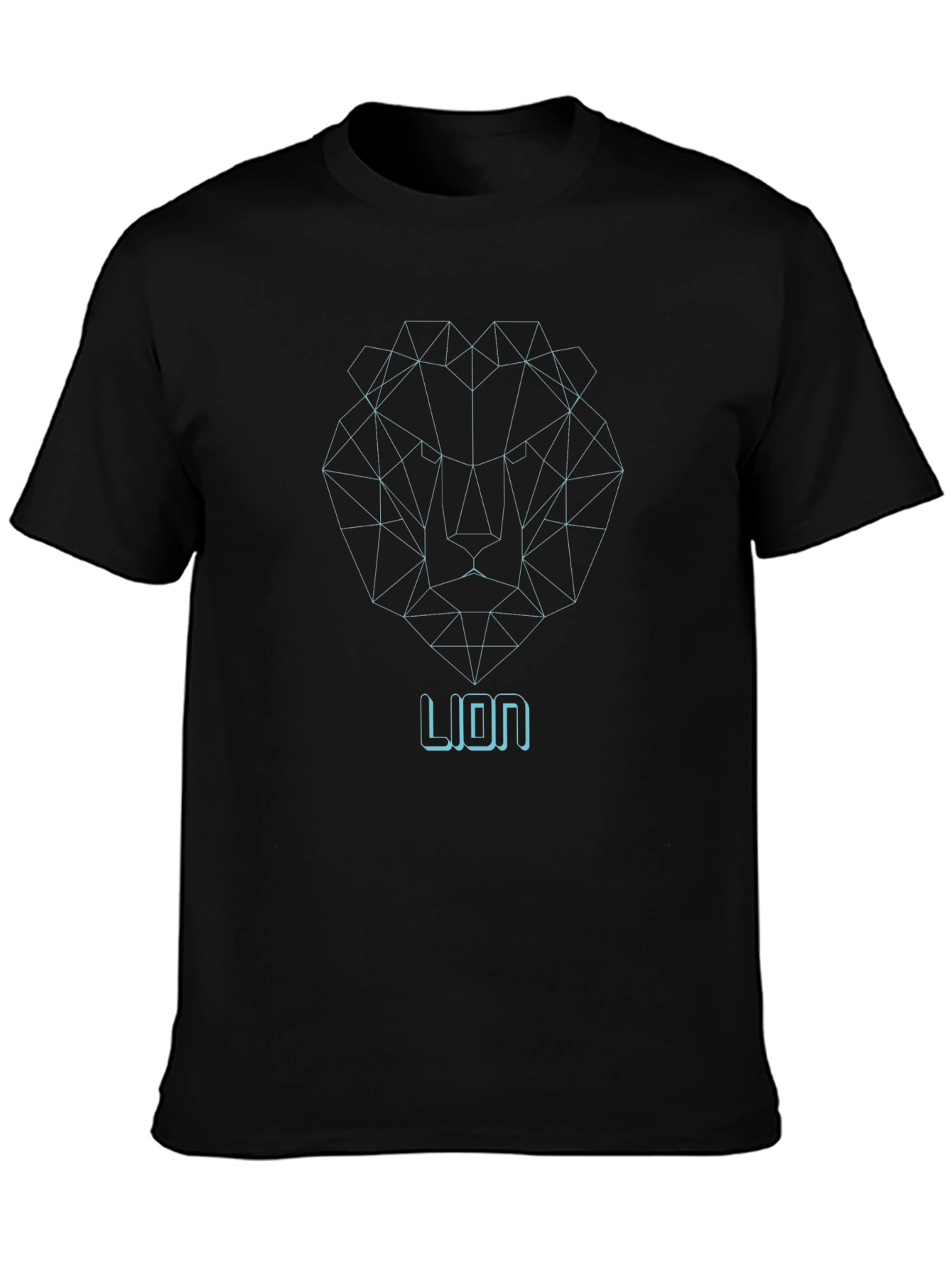 Geometric Lion Graphic Print Tee - Modern Black T-Shirt