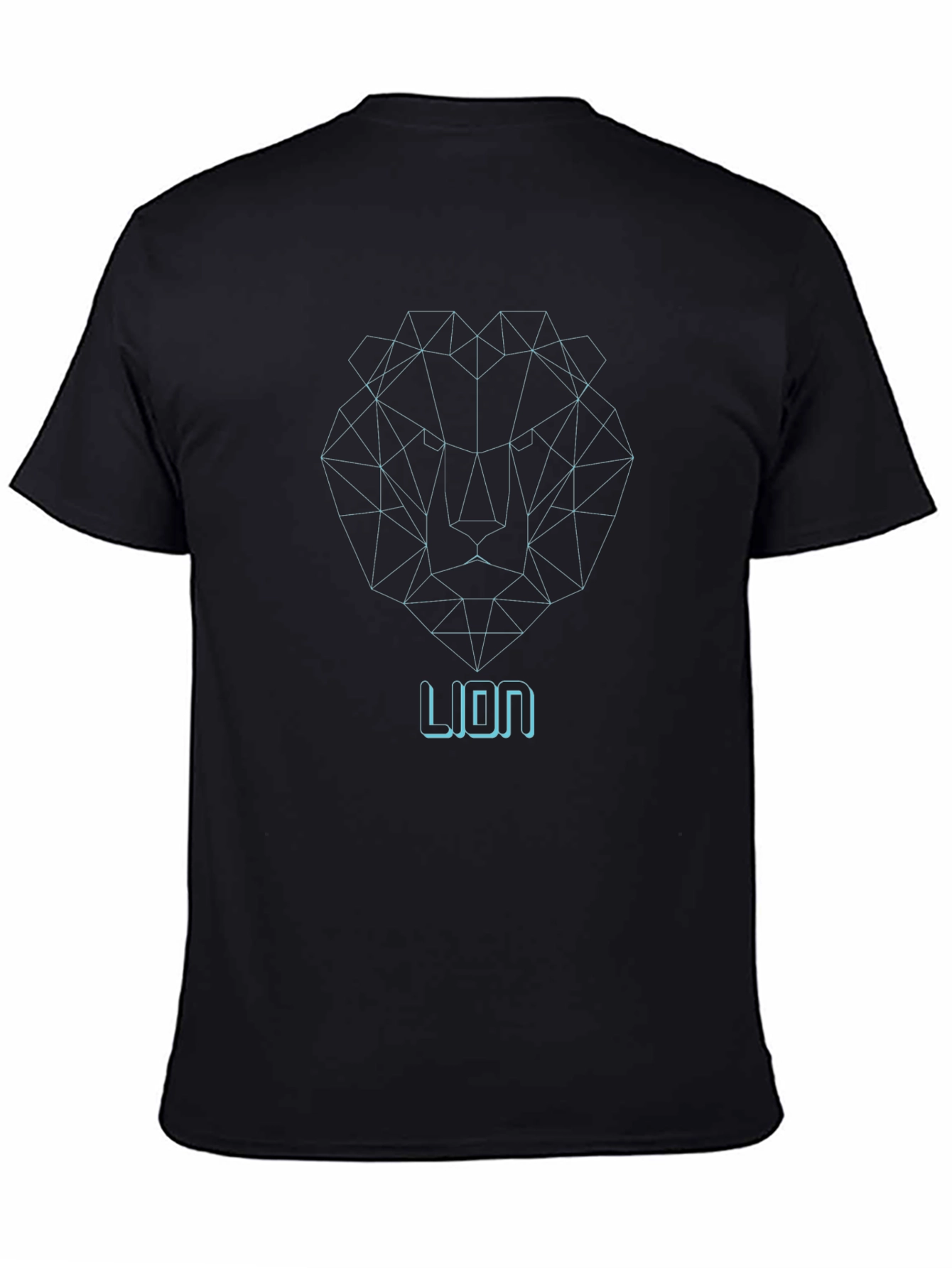 Geometric Lion Graphic Print Tee - Modern Black T-Shirt
