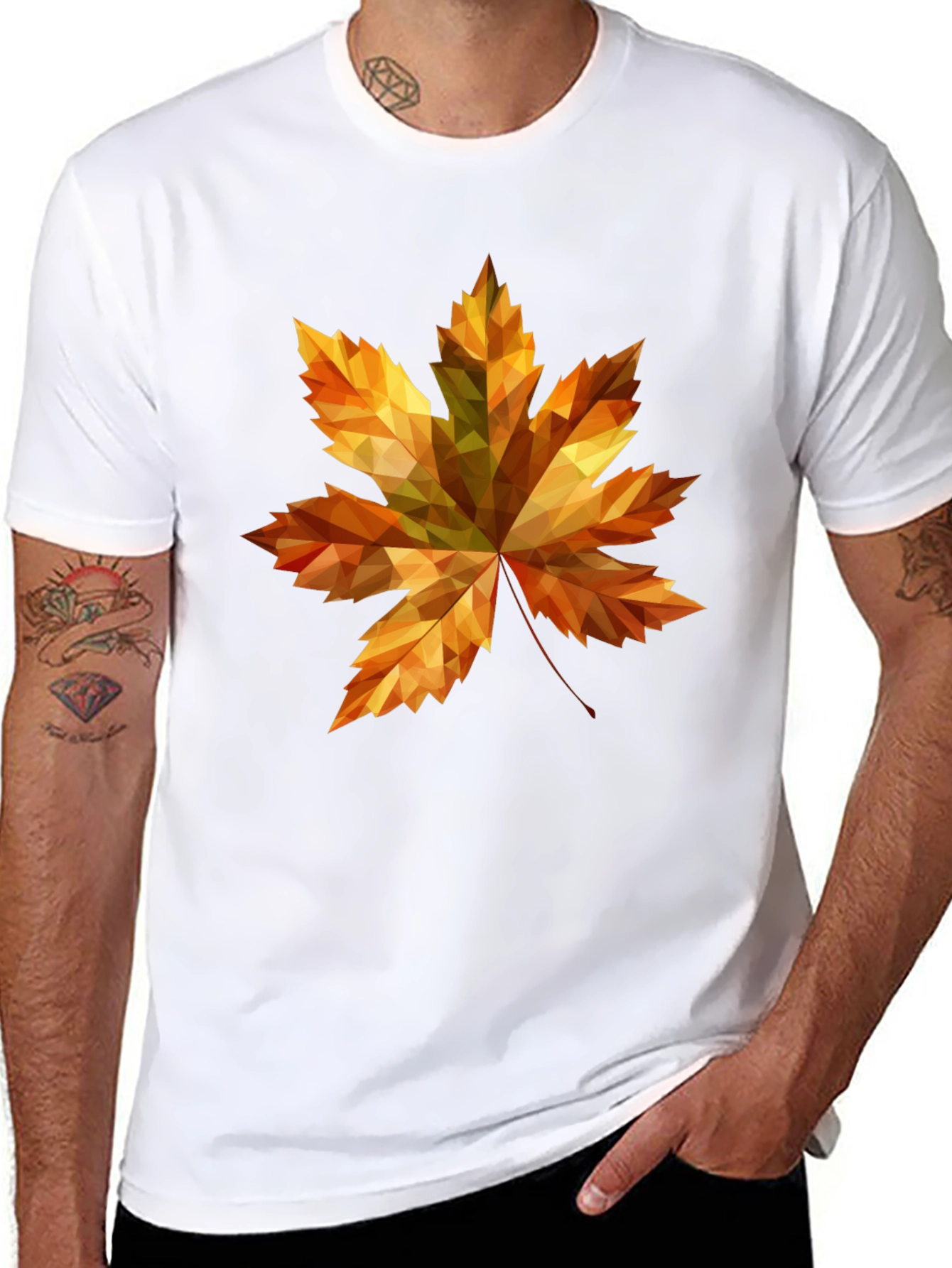 Fall Maple Leaf Graphic Tee - Stylish Black T-Shirt