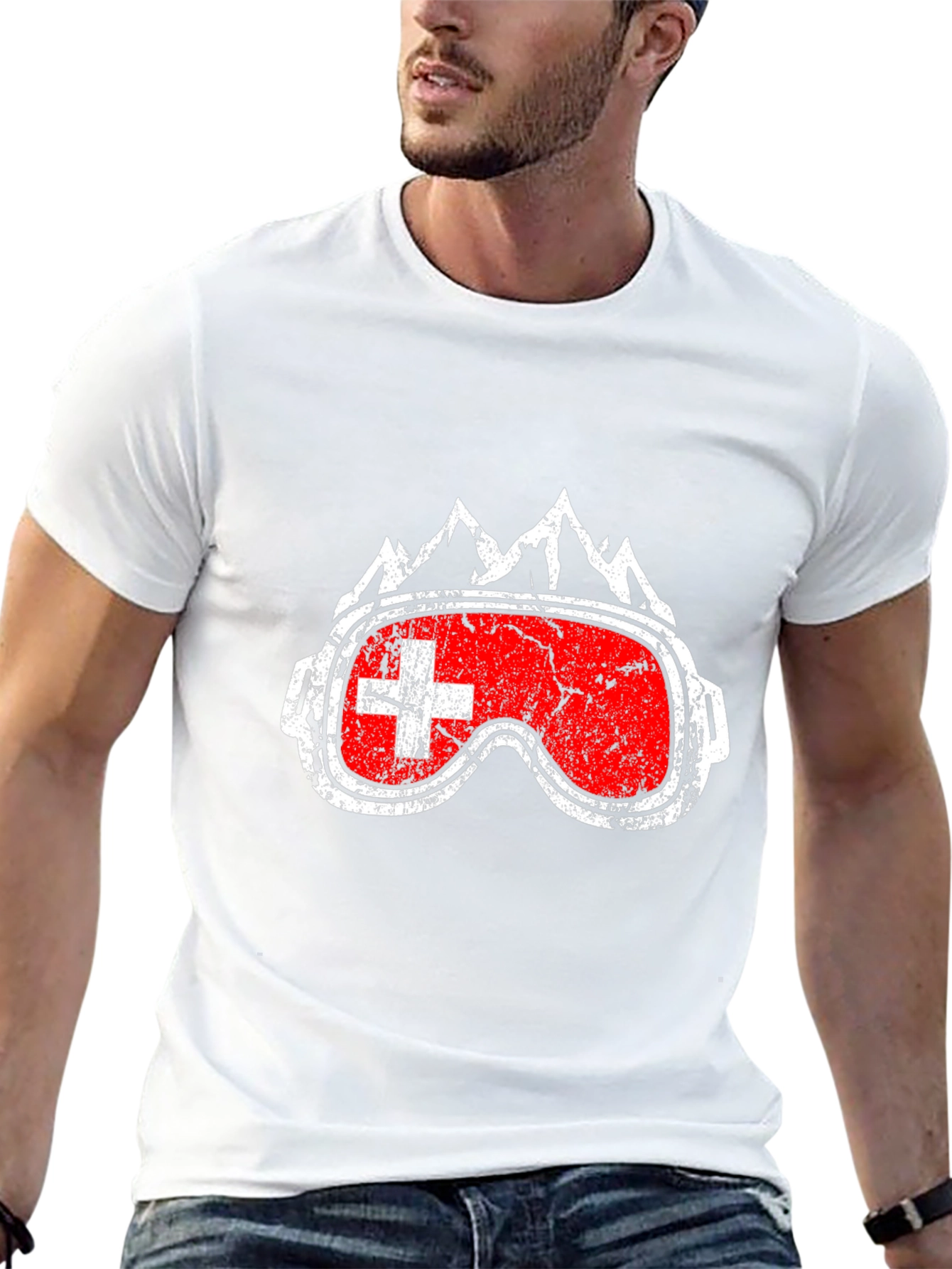 Swiss Flag Ski Goggles Graphic Tee