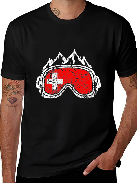 Swiss Flag Ski Goggles Graphic Tee