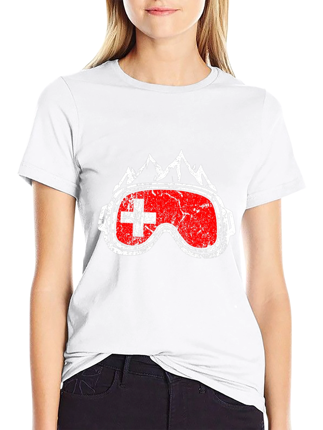 Swiss Flag Ski Goggles Graphic Tee