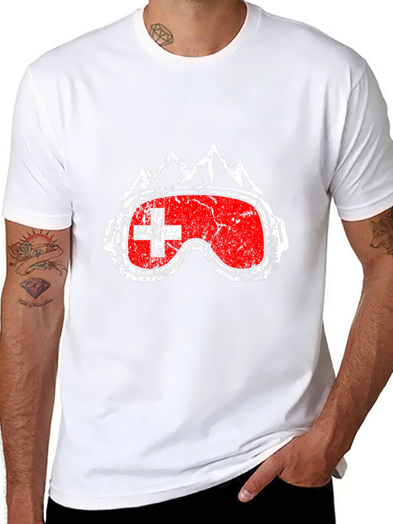 Swiss Flag Ski Goggles Graphic Tee
