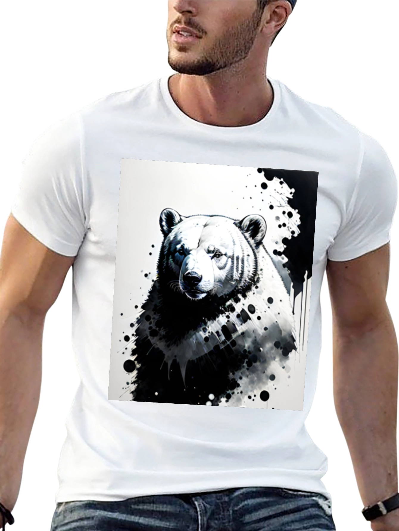 Bear Graphic Tee - Black Cotton T-Shirt