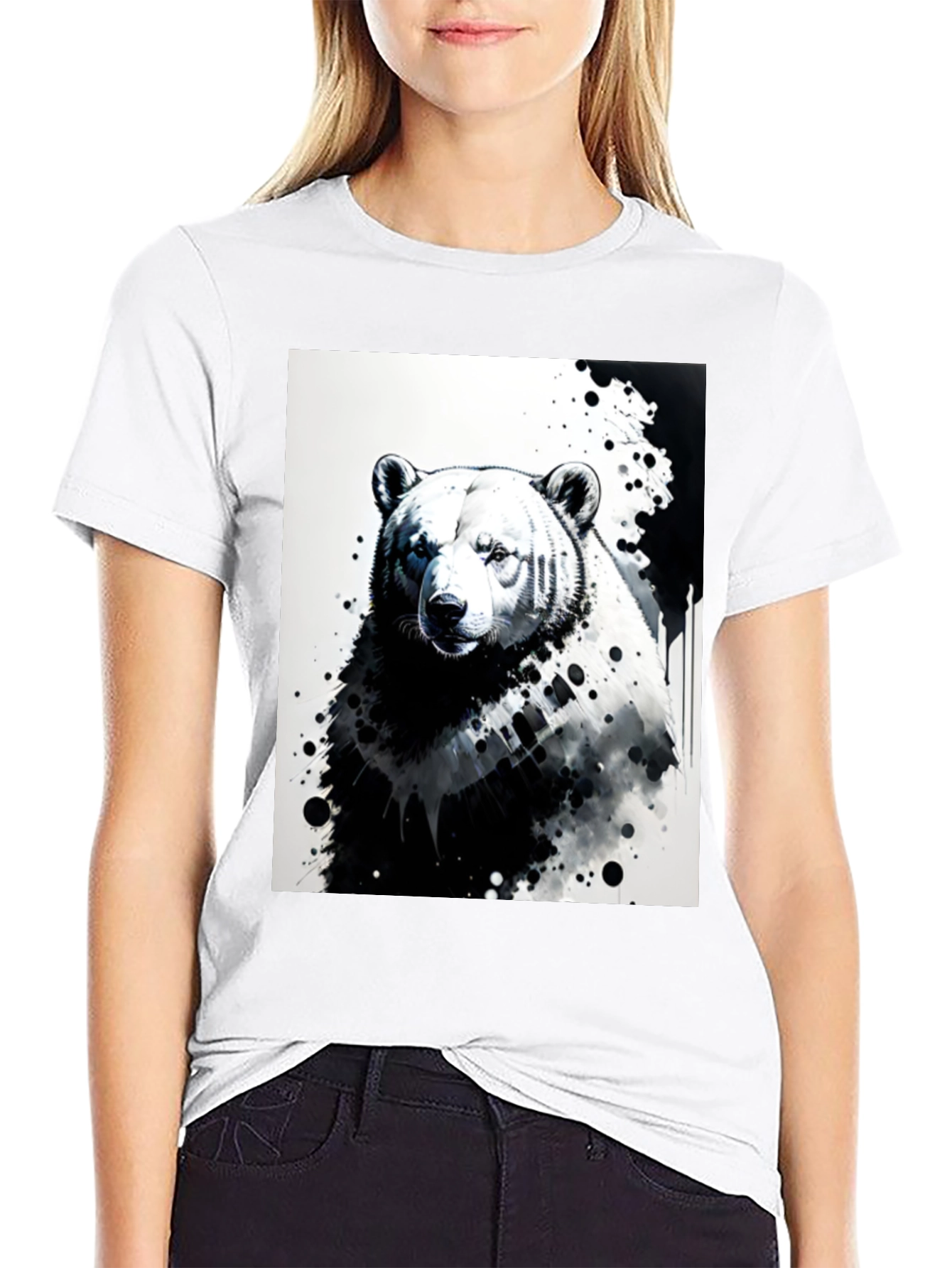 Bear Graphic Tee - Black Cotton T-Shirt