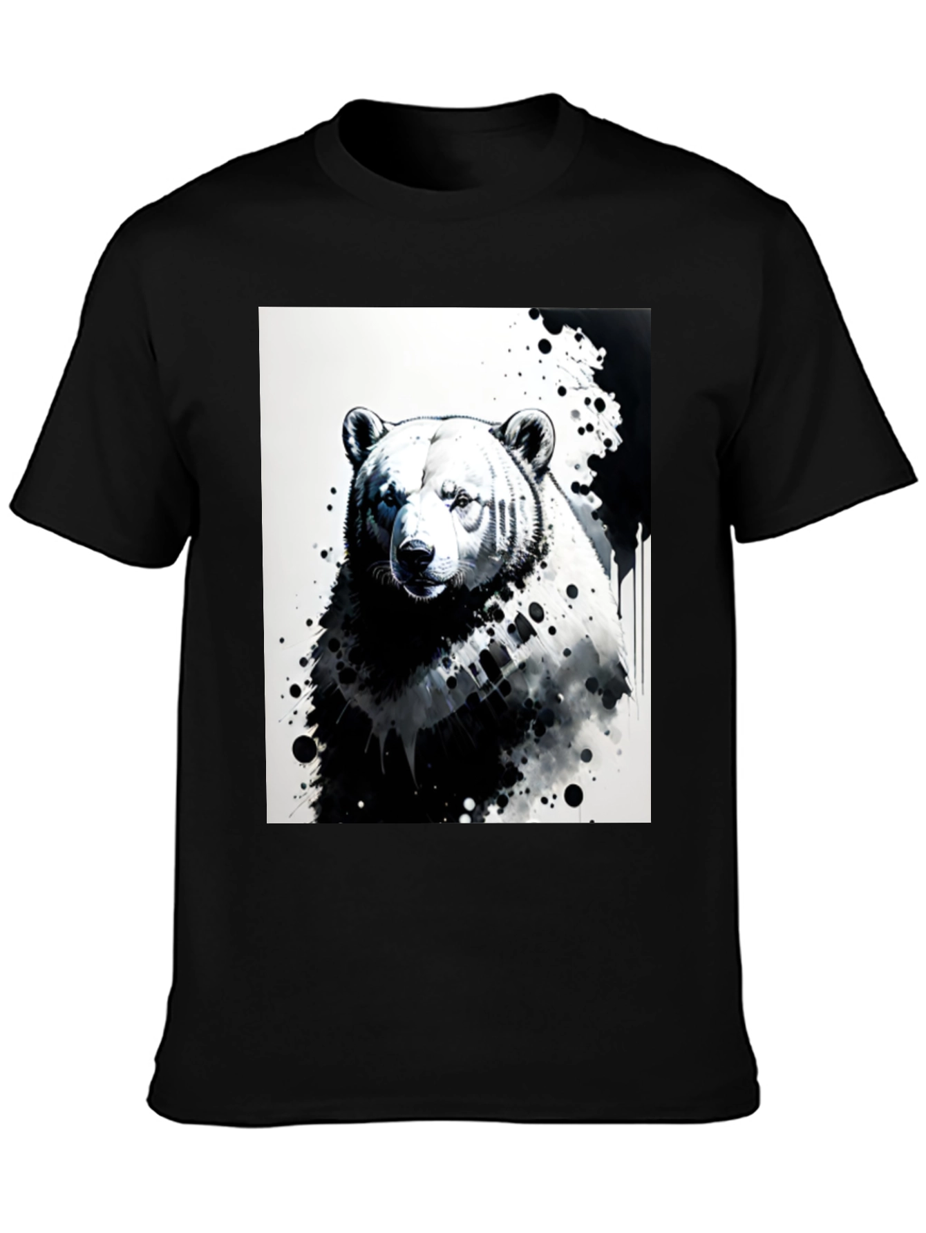 Bear Graphic Tee - Black Cotton T-Shirt