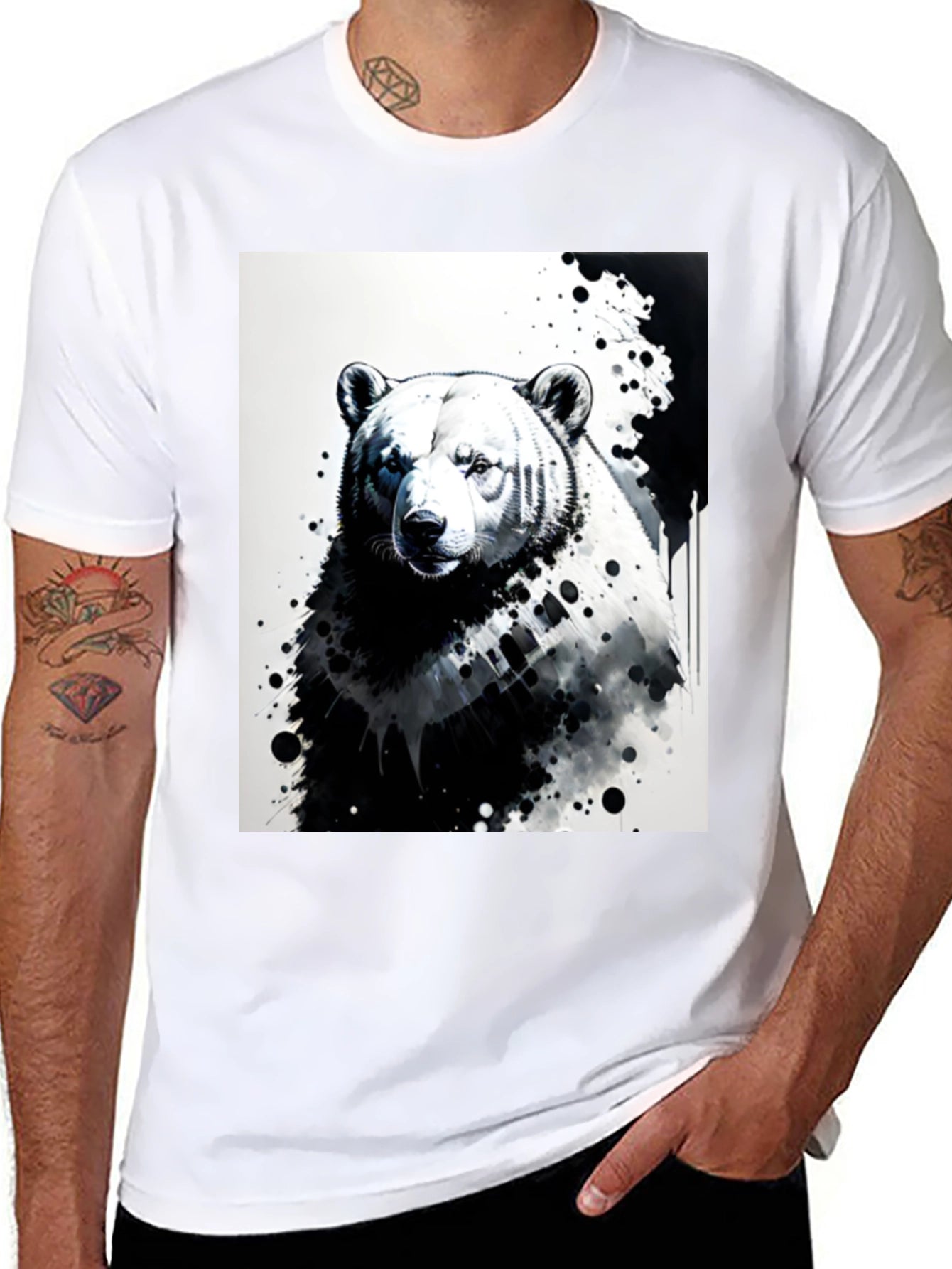 Bear Graphic Tee - Black Cotton T-Shirt