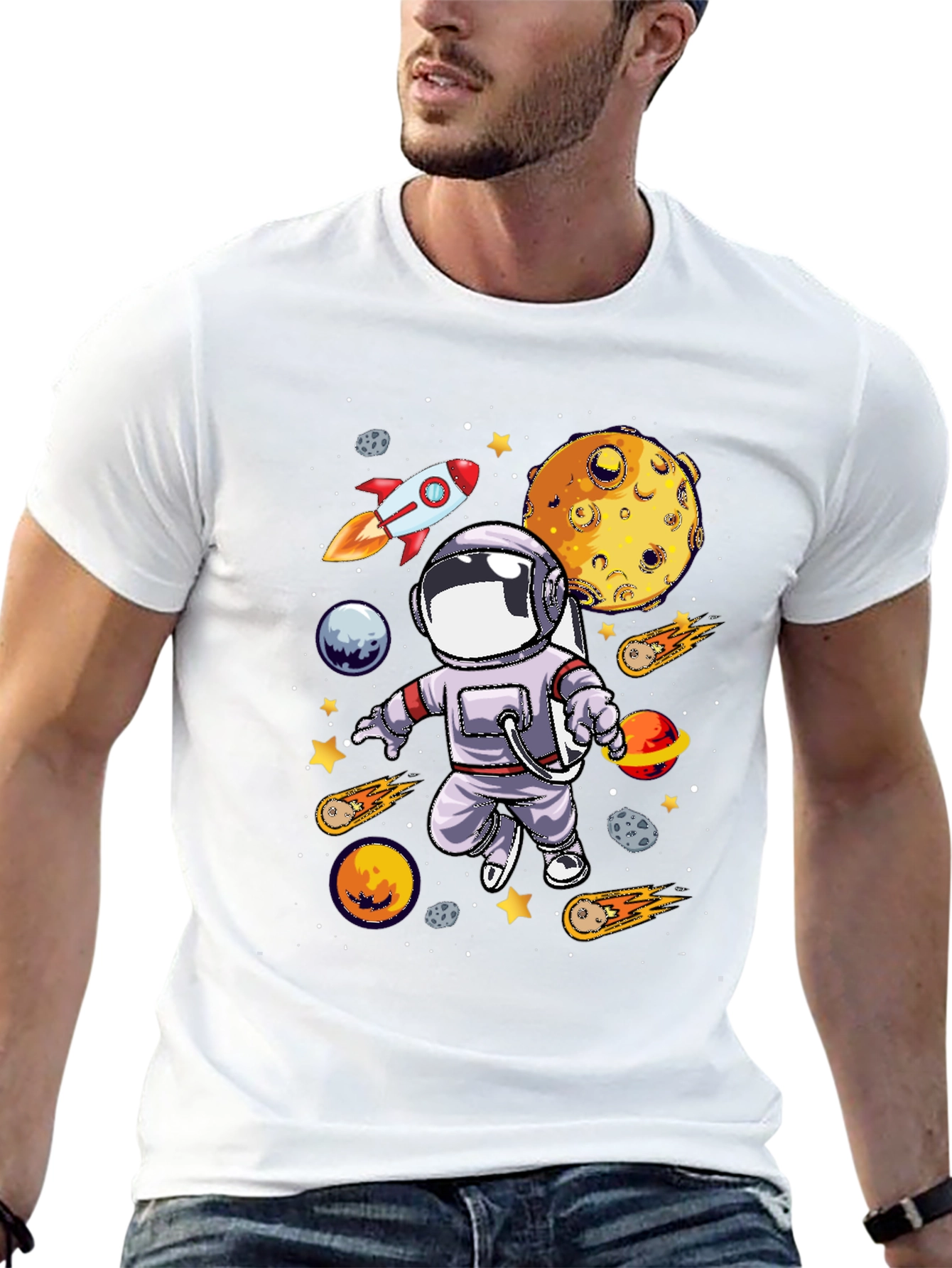 Astronaut Galaxy Graphic T-Shirt - Black