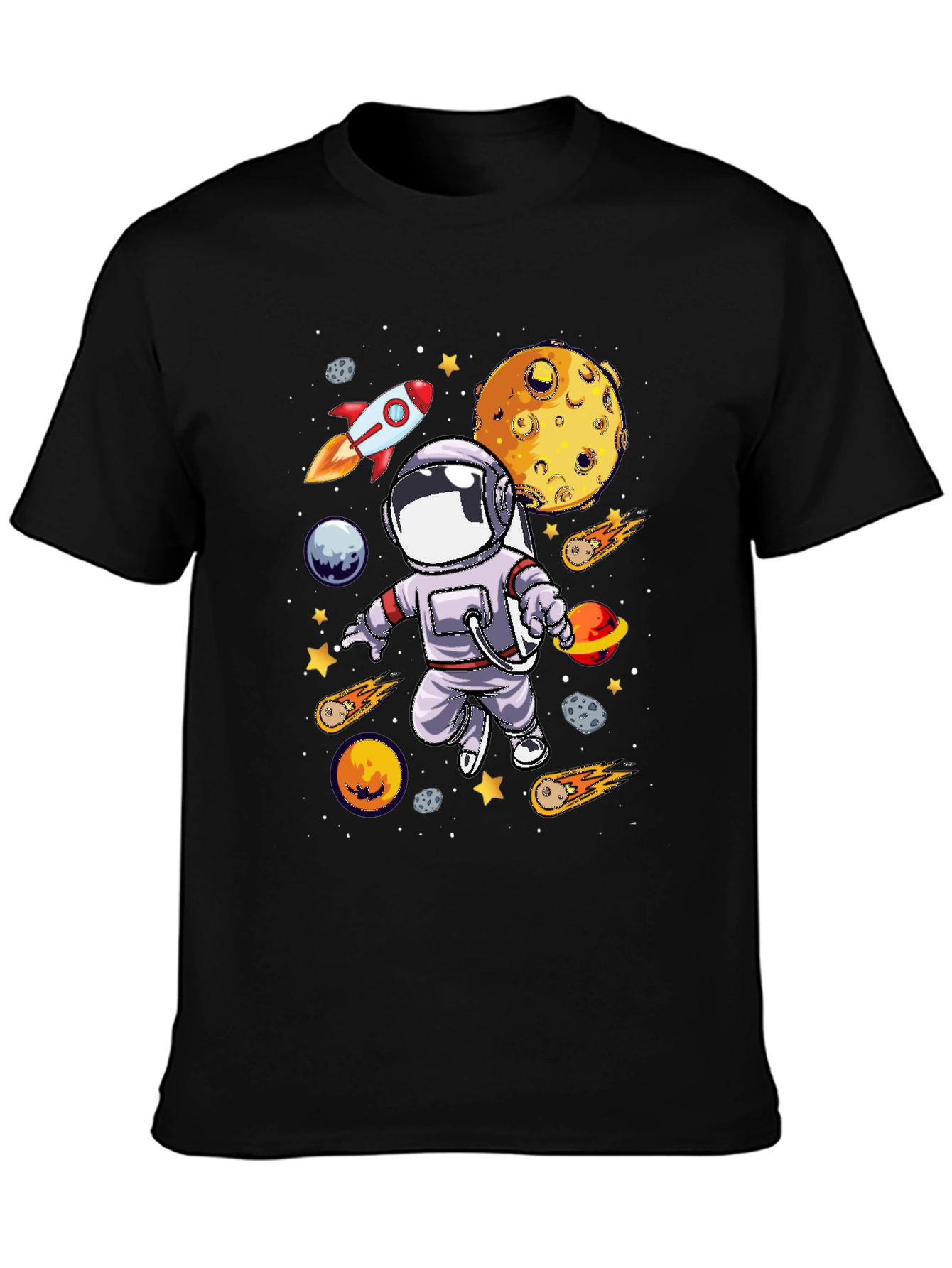 Astronaut Galaxy Graphic T-Shirt - Black